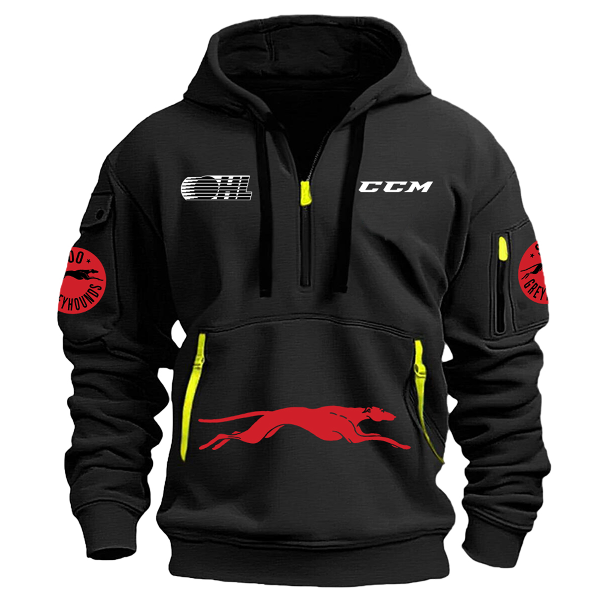 Soo Greyhounds Back In Black Hoodie - Famjoys Soo Greyhounds Back In Black Hoodie - Famjoys