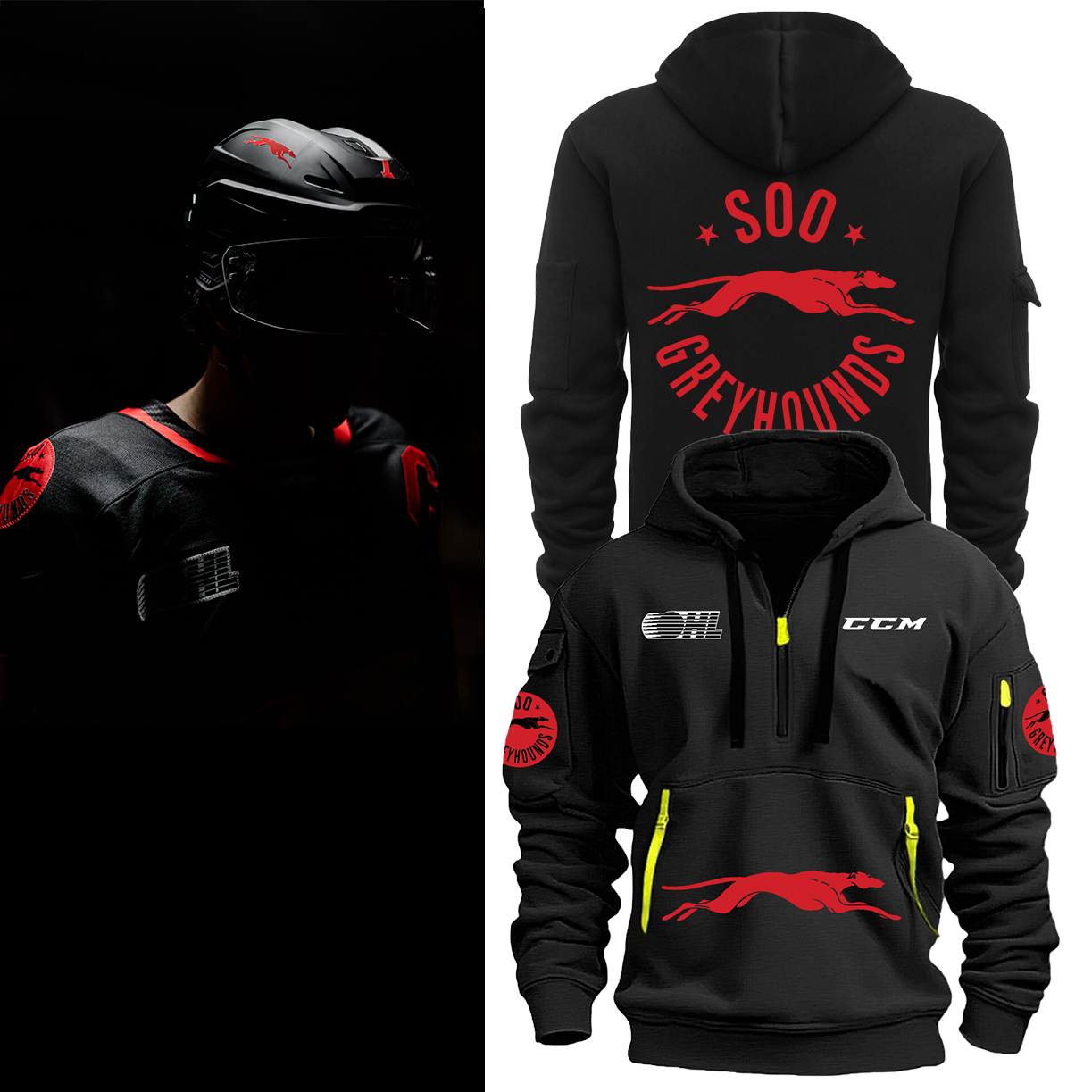 Soo Greyhounds Back In Black Hoodie - Famjoys Soo Greyhounds Back In Black Hoodie - Famjoys
