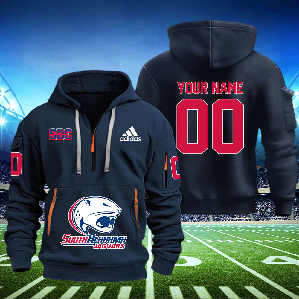 South Alabama Jaguars Football Quarter Zip Hoodie - Famjoys South Alabama Jaguars Football Quarter Zip Hoodie - Famjoys