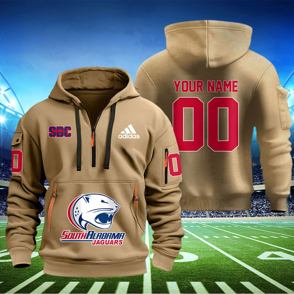 South Alabama Jaguars Football Quarter Zip Hoodie - Famjoys South Alabama Jaguars Football Quarter Zip Hoodie - Famjoys
