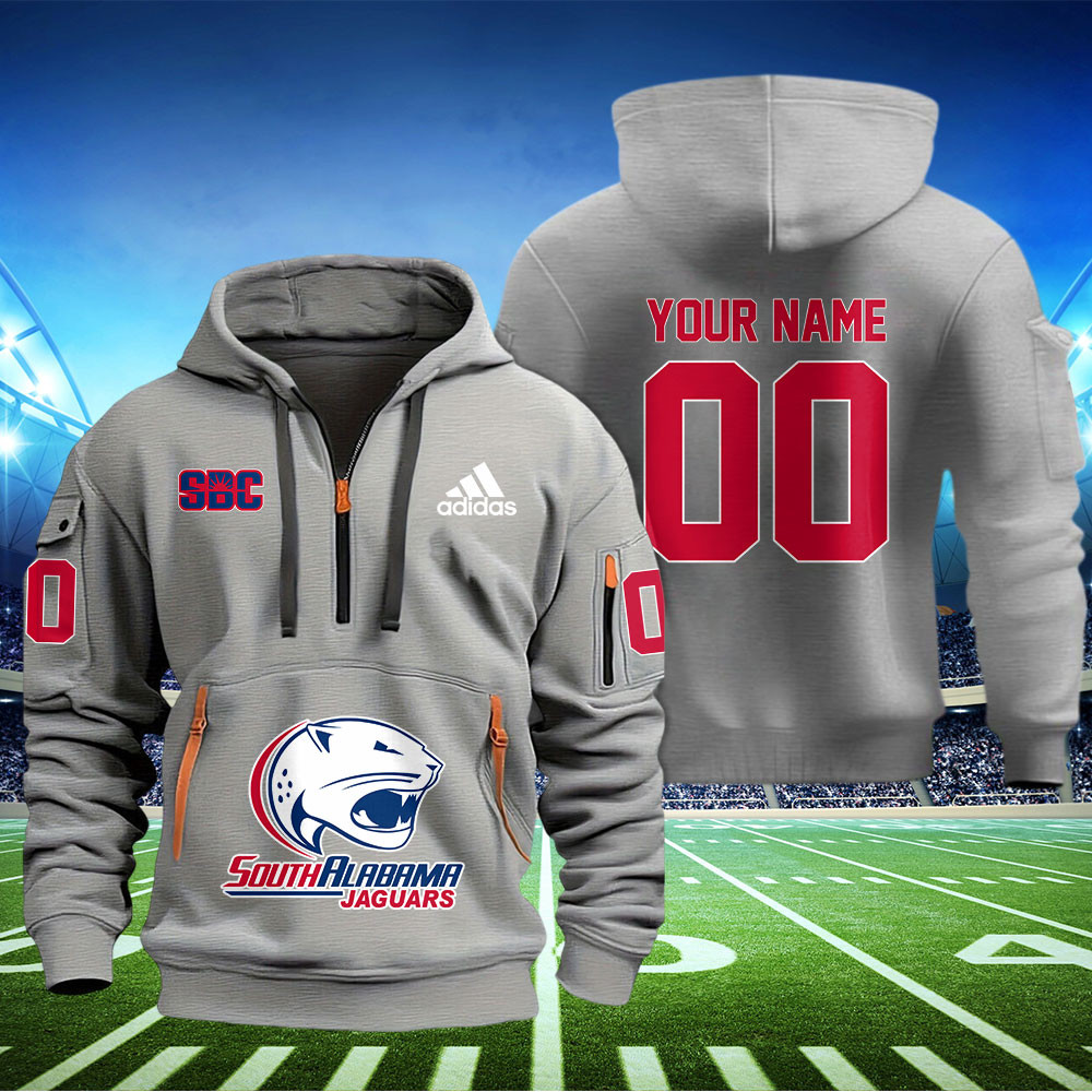 South Alabama Jaguars Football Quarter Zip Hoodie - Famjoys South Alabama Jaguars Football Quarter Zip Hoodie - Famjoys