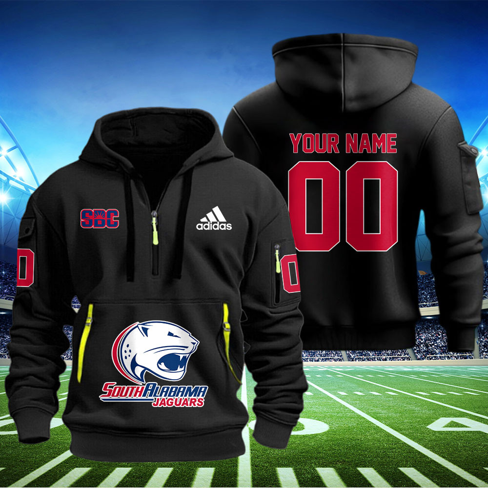 South Alabama Jaguars Football Quarter Zip Hoodie - Famjoys South Alabama Jaguars Football Quarter Zip Hoodie - Famjoys