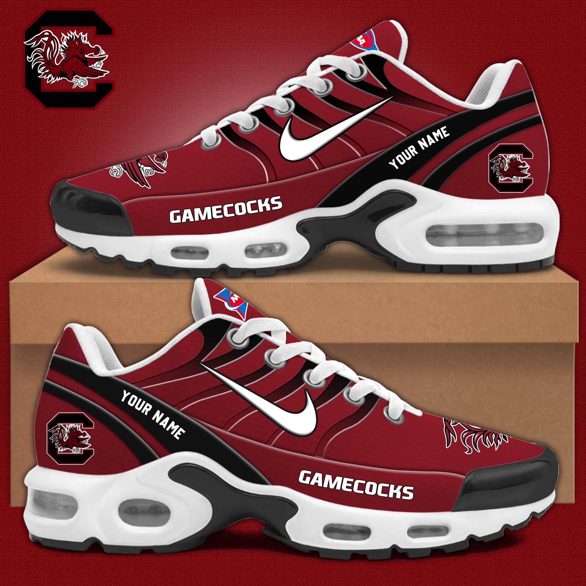 South Carolina Gamecocks Air Max Plus Sneakers - Famjoys South Carolina Gamecocks Air Max Plus Sneakers - Famjoys