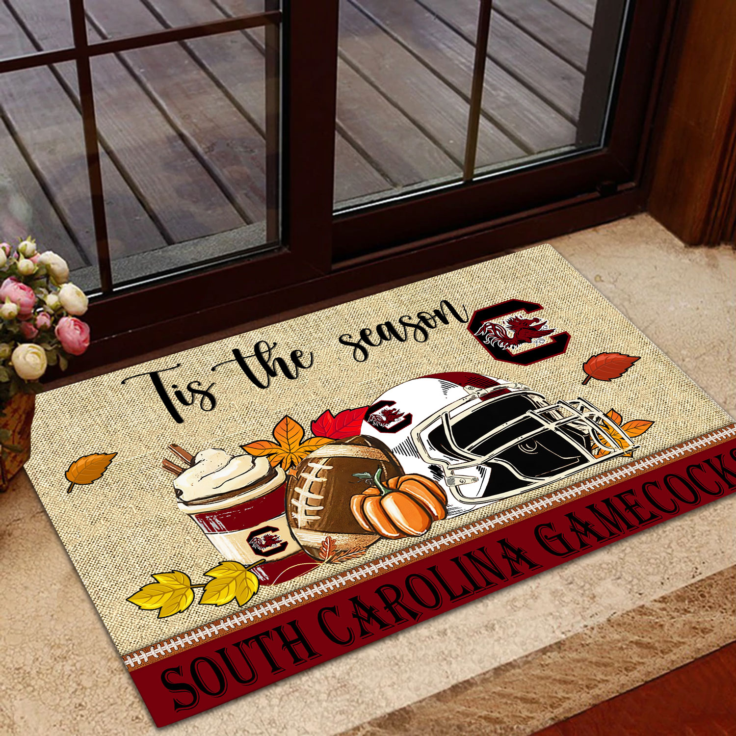 South Carolina Gamecocks Fall Football Custom Doormat - Custom Text - Famjoys South Carolina Gamecocks Fall Football Custom Doormat - Custom Text - Famjoys