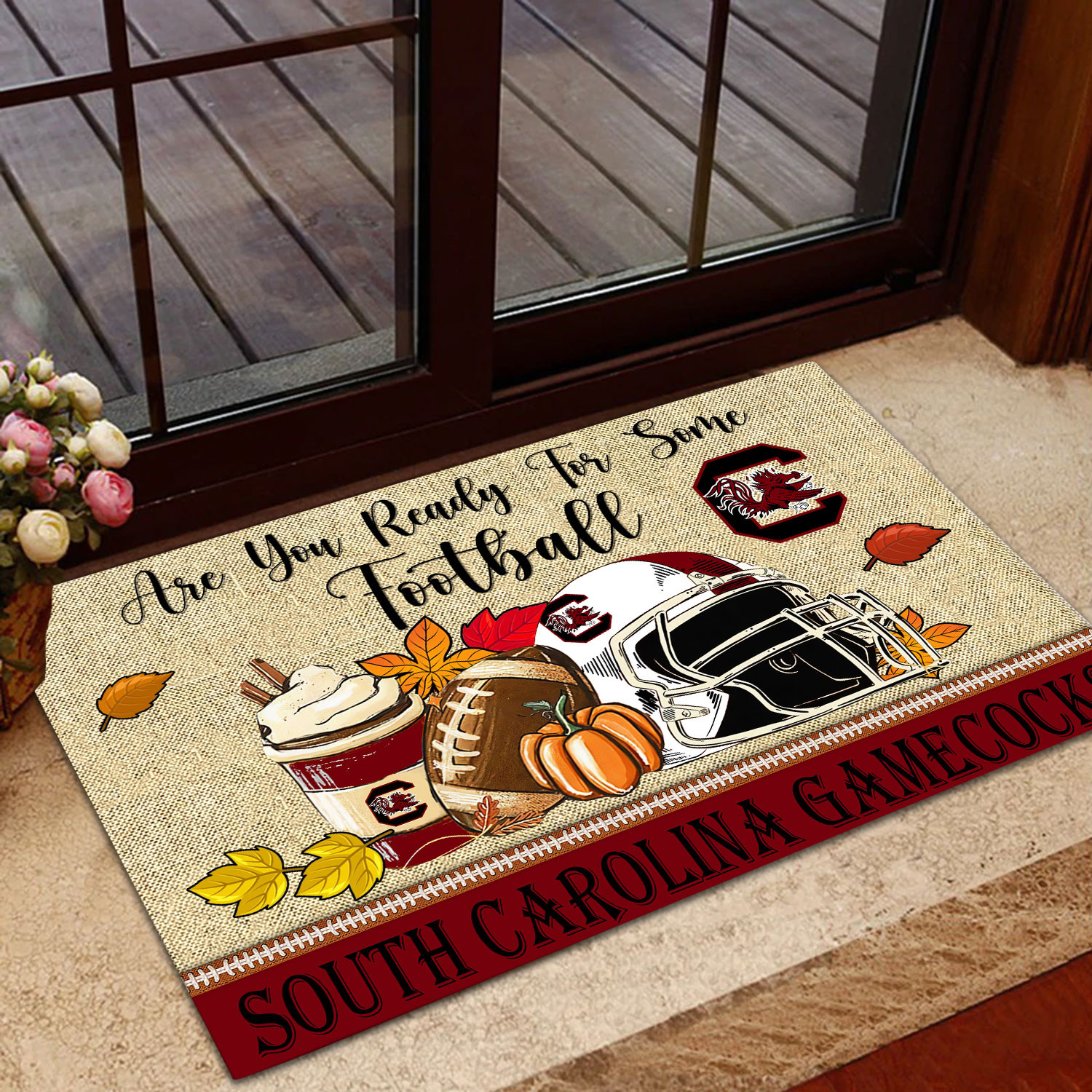 South Carolina Gamecocks Fall Football Custom Doormat - Custom Text - Famjoys South Carolina Gamecocks Fall Football Custom Doormat - Custom Text - Famjoys