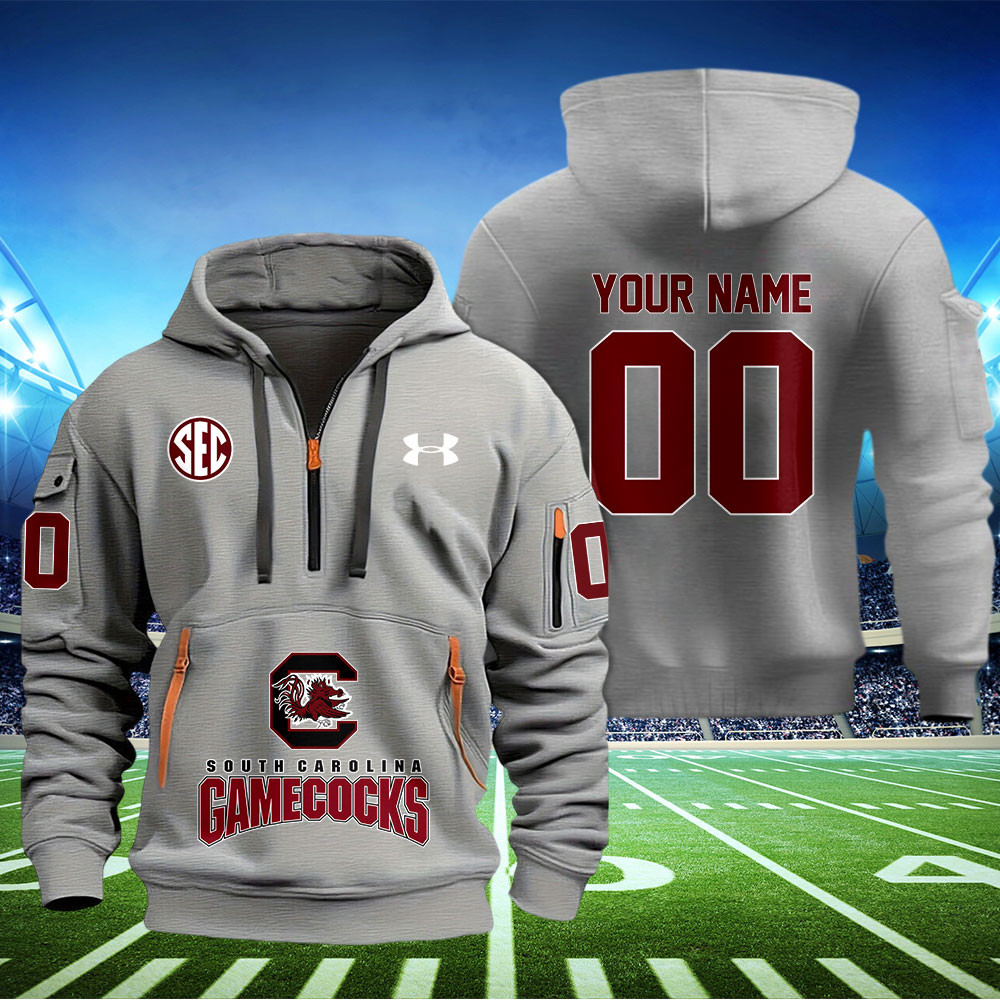 South Carolina Gamecocks Football Quarter Zip Hoodie - Famjoys South Carolina Gamecocks Football Quarter Zip Hoodie - Famjoys