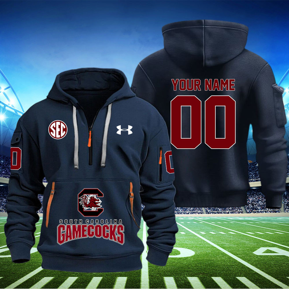 South Carolina Gamecocks Football Quarter Zip Hoodie - Famjoys South Carolina Gamecocks Football Quarter Zip Hoodie - Famjoys