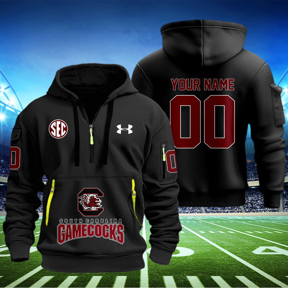 South Carolina Gamecocks Football Quarter Zip Hoodie - Famjoys South Carolina Gamecocks Football Quarter Zip Hoodie - Famjoys