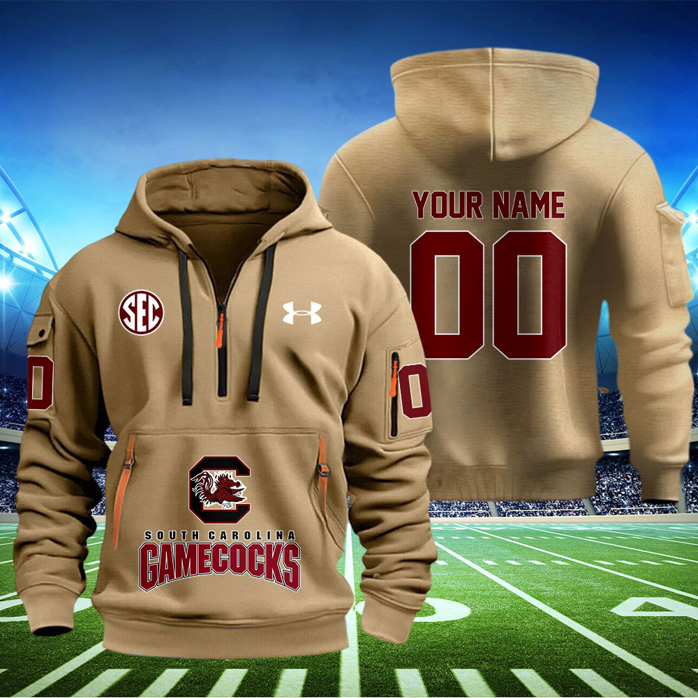 South Carolina Gamecocks Football Quarter Zip Hoodie - Famjoys South Carolina Gamecocks Football Quarter Zip Hoodie - Famjoys