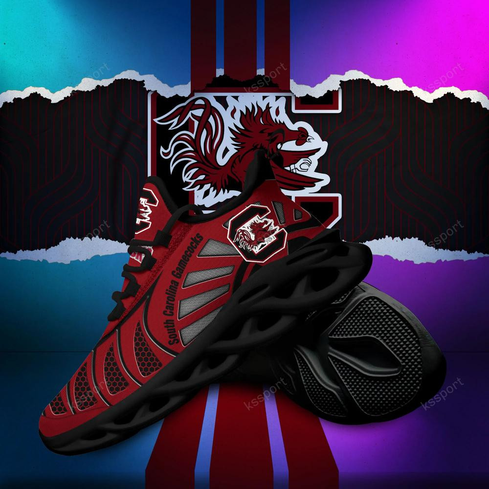 South Carolina Gamecocks Max Soul Clunky, Black And White Running Shoes - Famjoys South Carolina Gamecocks Max Soul Clunky, Black And White Running Shoes - Famjoys