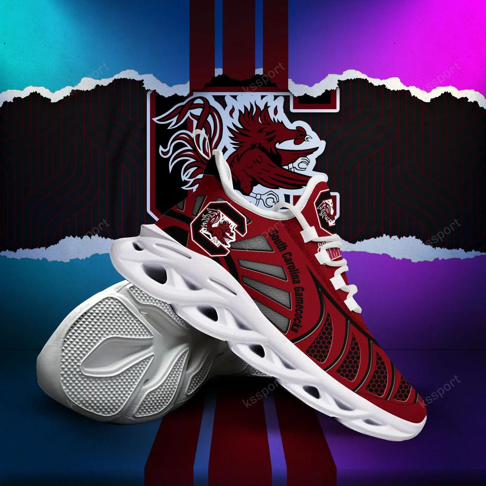 South Carolina Gamecocks Max Soul Clunky, Black And White Running Shoes - Famjoys South Carolina Gamecocks Max Soul Clunky, Black And White Running Shoes - Famjoys