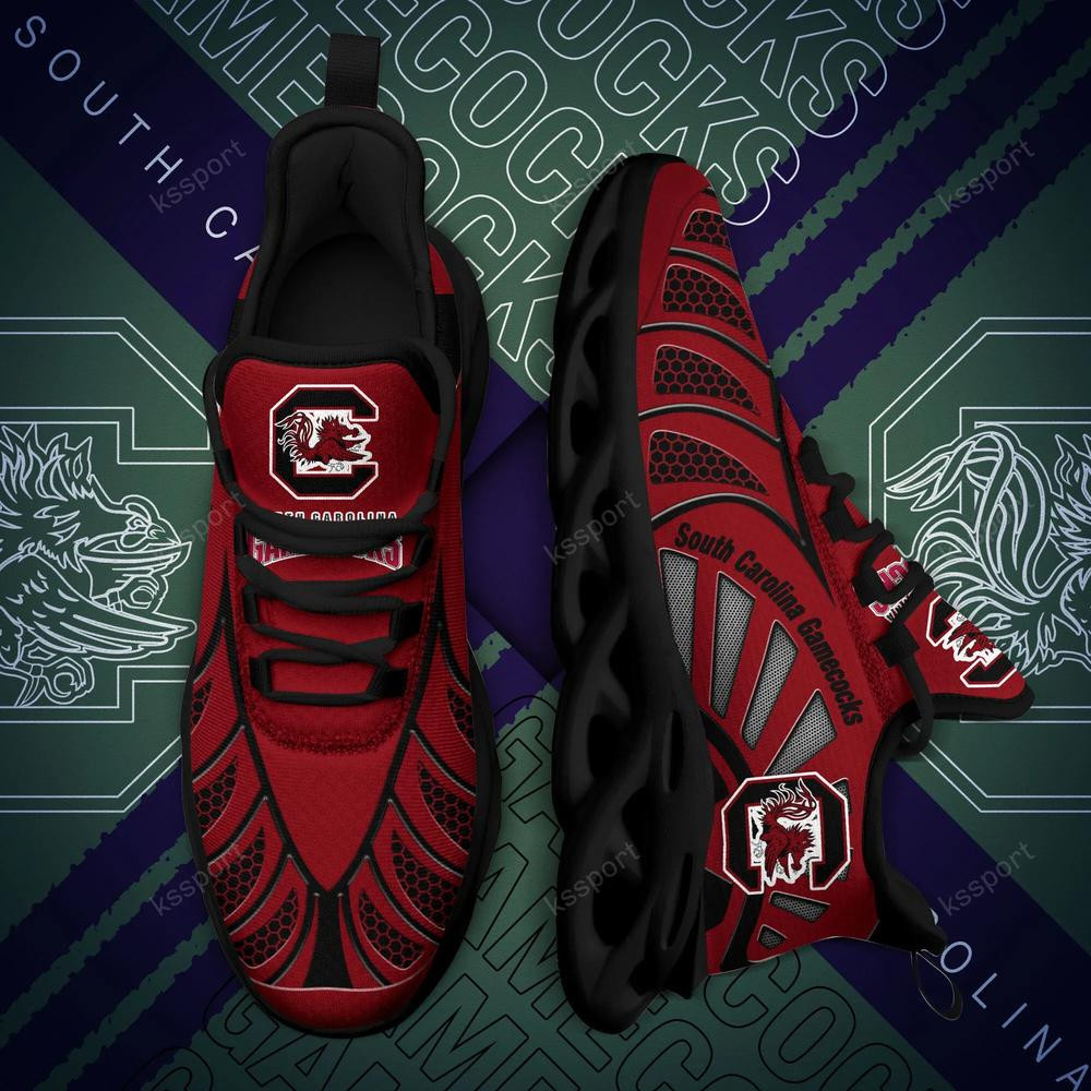 South Carolina Gamecocks Max Soul Clunky, Black And White Running Shoes - Famjoys South Carolina Gamecocks Max Soul Clunky, Black And White Running Shoes - Famjoys