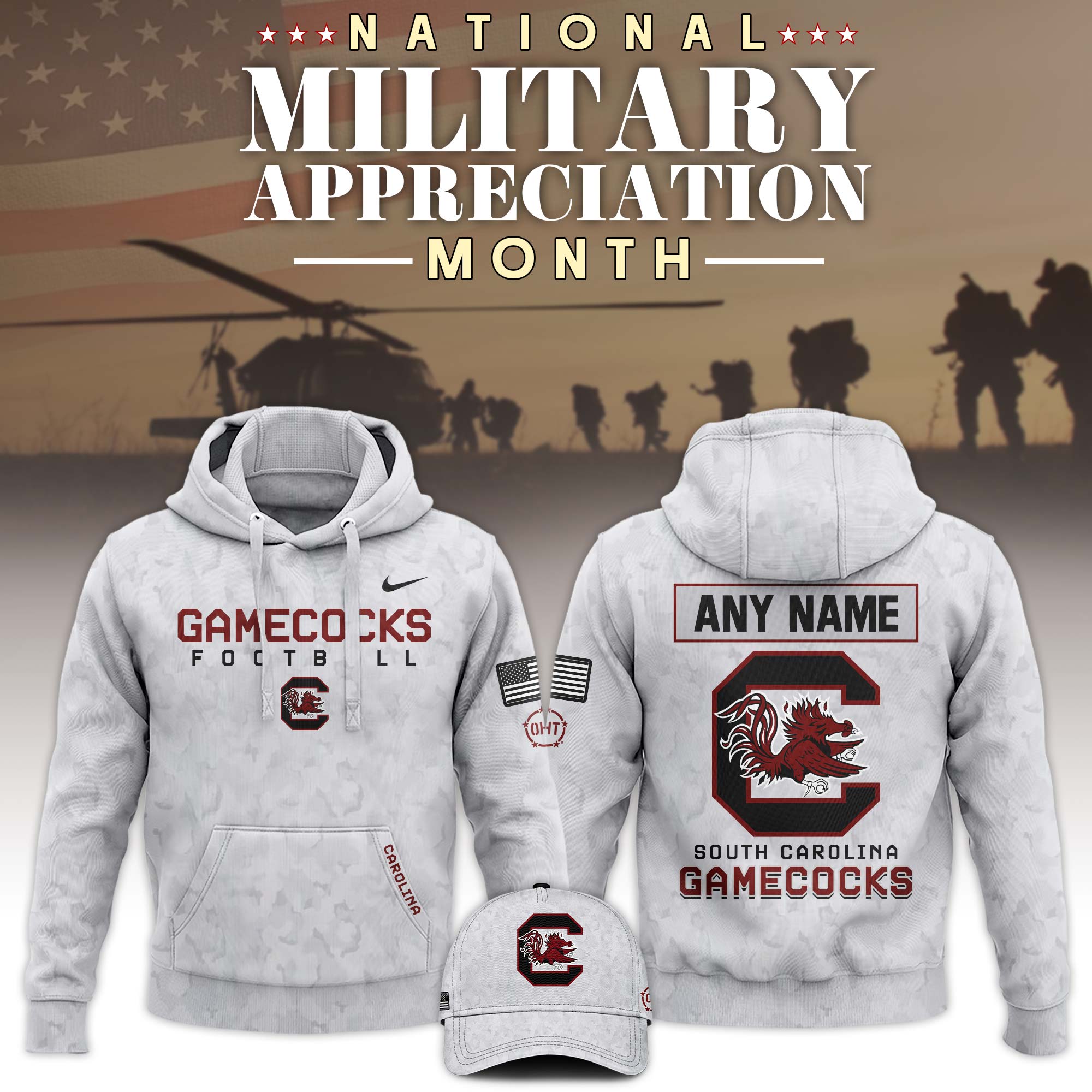 South Carolina Gamecocks Military Appreciation Hoodie - Famjoys South Carolina Gamecocks Military Appreciation Hoodie - Famjoys