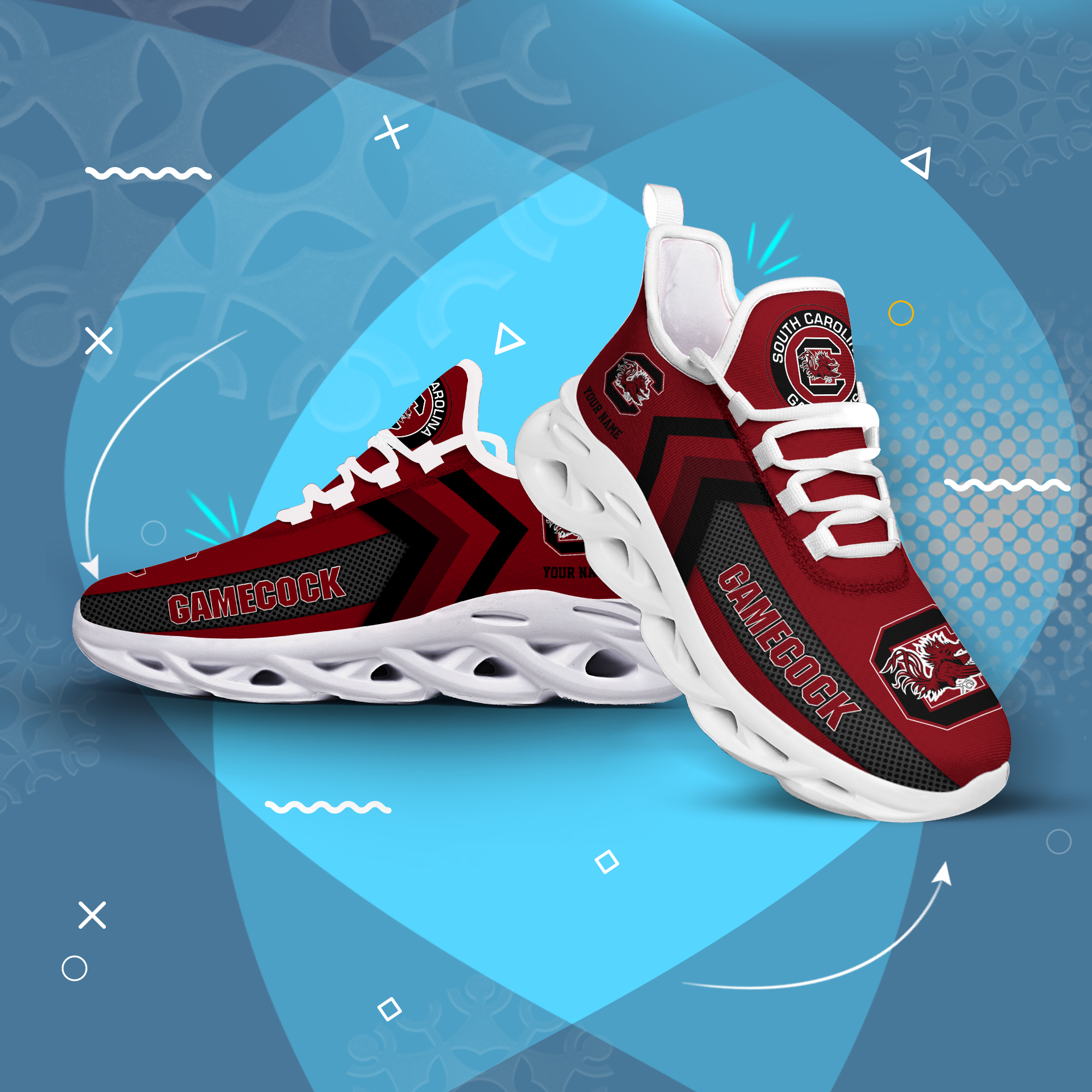 South Carolina Gamecocks Personalized Custom Name Max Soul Shoes DS003 - Famjoys South Carolina Gamecocks Personalized Custom Name Max Soul Shoes DS003 - Famjoys