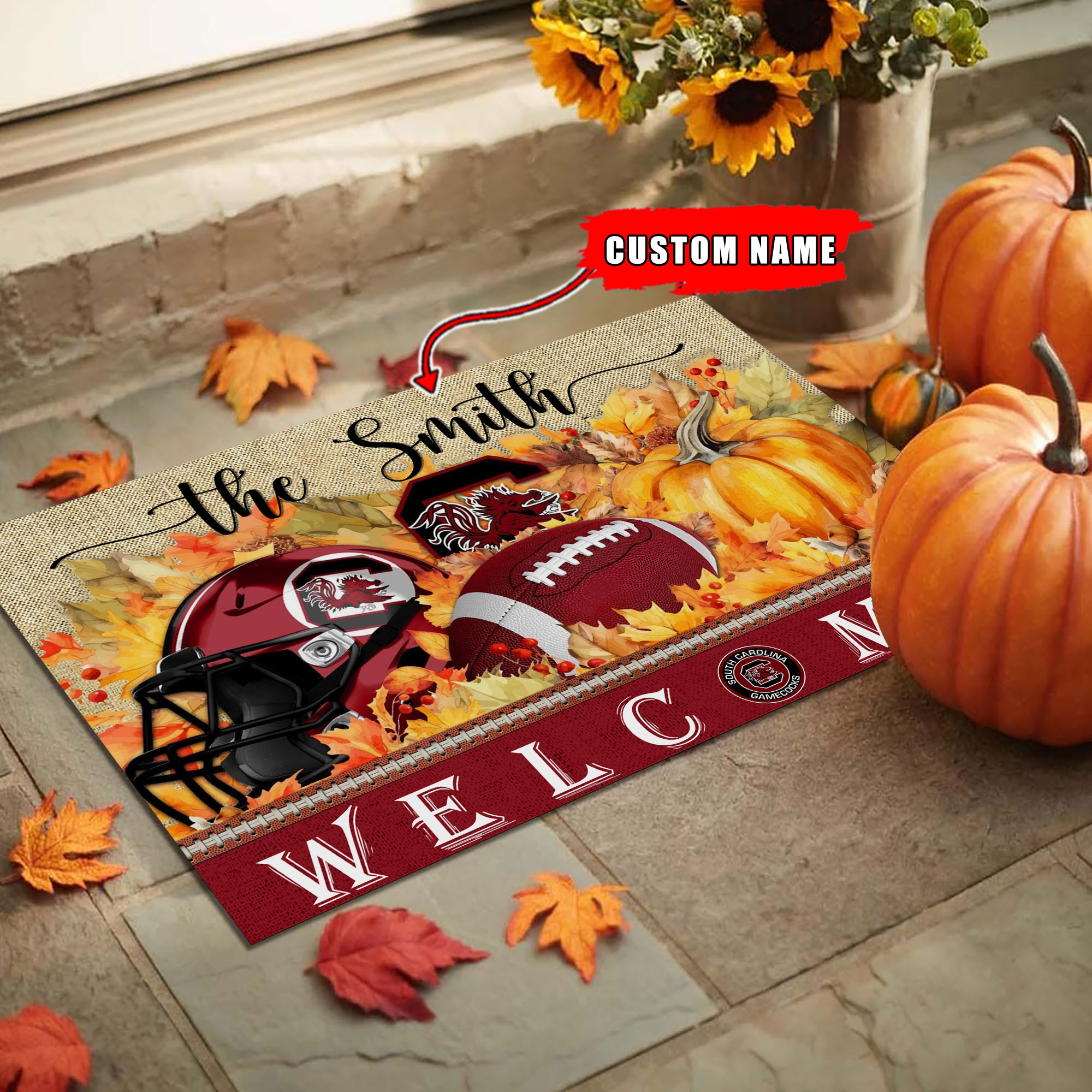 South Carolina Gamecocks Welcome Fall Football Doormat - Famjoys South Carolina Gamecocks Welcome Fall Football Doormat - Famjoys