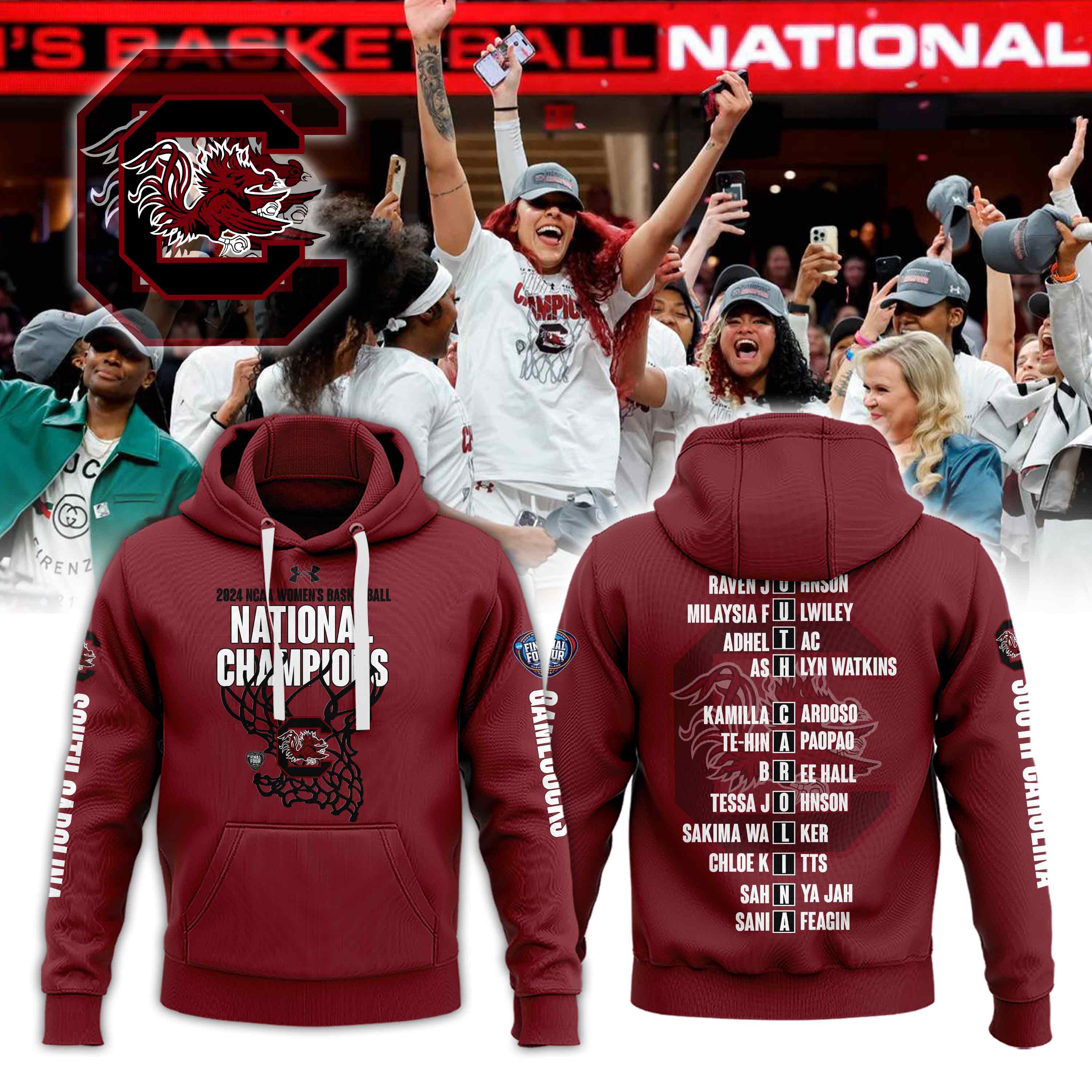 South Carolina Gamecocks WoBasketball Champions Hoodie - Famjoys South Carolina Gamecocks WoBasketball Champions Hoodie - Famjoys