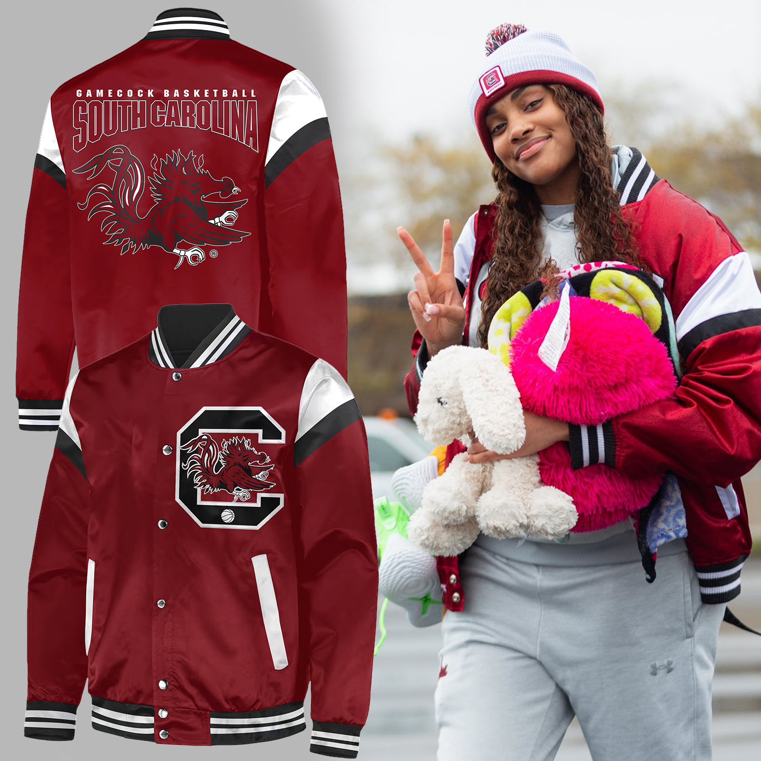 South Carolina Women Basketball Bomber Jacket - Famjoys South Carolina Women Basketball Bomber Jacket - Famjoys