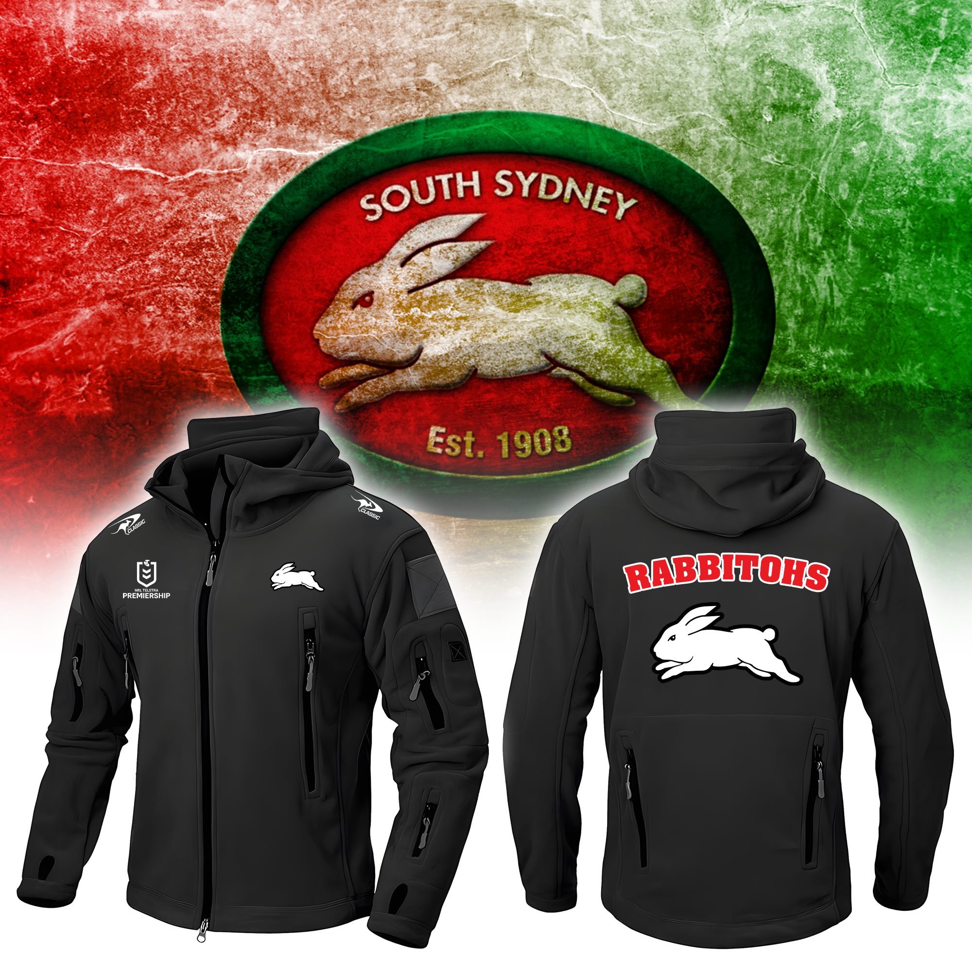 South Sydney Rabbitohs Army Jacket – Edition - Famjoys South Sydney Rabbitohs Army Jacket – Edition - Famjoys