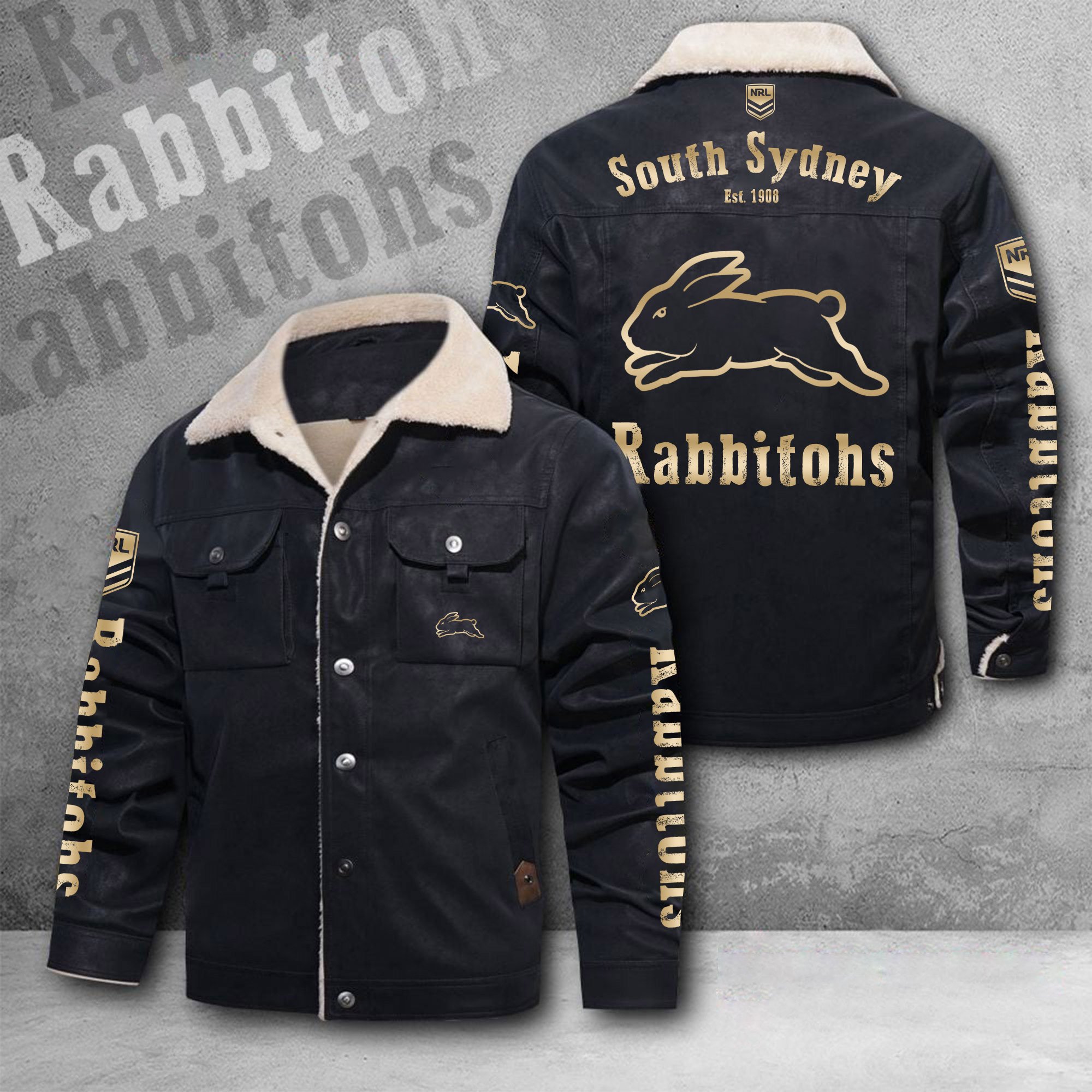 South Sydney Rabbitohs Premium Fleece Casual Jacket - Famjoys South Sydney Rabbitohs Premium Fleece Casual Jacket - Famjoys