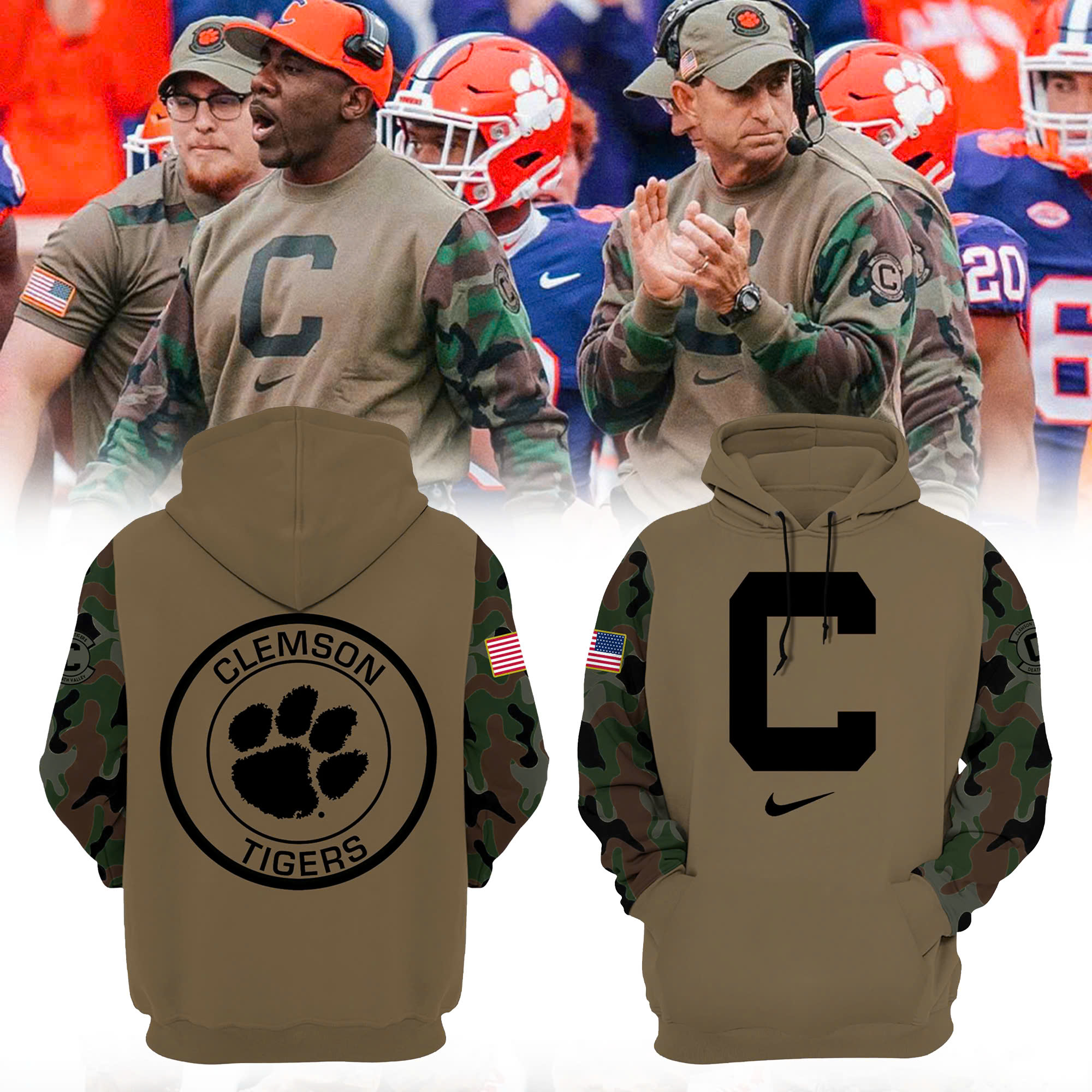 Special Edition Clemson Tigers Football Team Veterans Hoodie - Famjoys Special Edition Clemson Tigers Football Team Veterans Hoodie - Famjoys