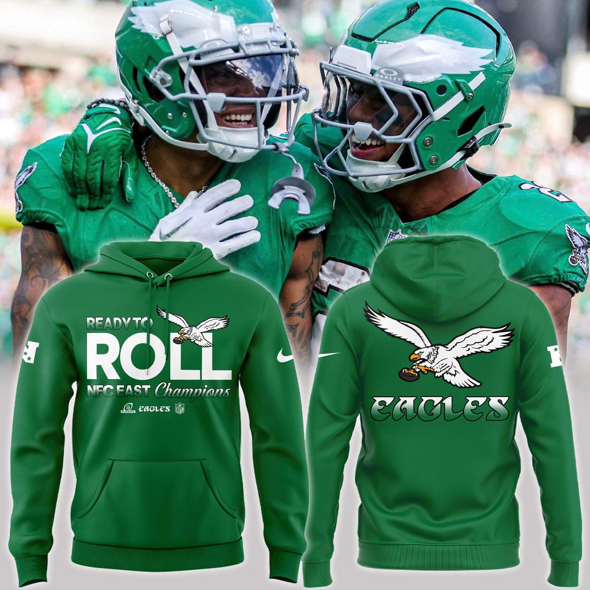 Special Edition Kelly Green Philadelphia Eagles 2024 NFC East Division Champions Hoodie - Famjoys Special Edition Kelly Green Philadelphia Eagles 2024 NFC East Division Champions Hoodie - Famjoys