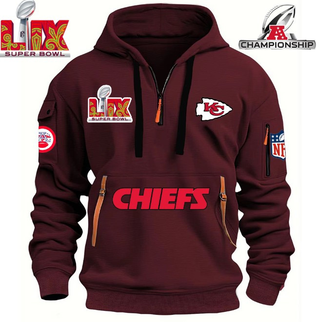 SPECIAL IN 2025 SUPER BOWL - Kansas City Chiefs - HOODIE HALF ZIPPER - QTA405111364 - Famjoys SPECIAL IN 2025 SUPER BOWL - Kansas City Chiefs - HOODIE HALF ZIPPER - QTA405111364 - Famjoys