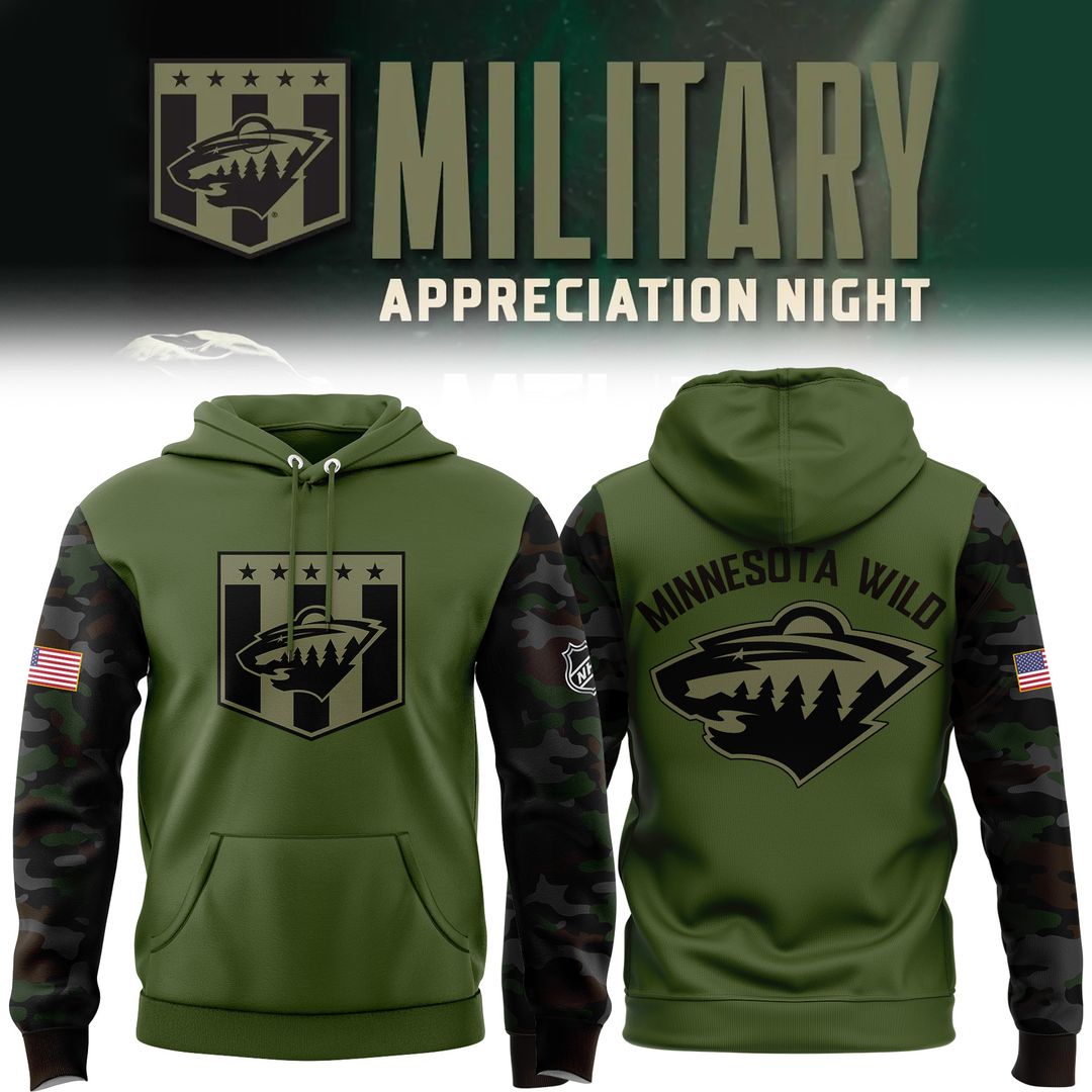 Special Military Apreciation NHL Minnesota Wild Hoodie - Famjoys Special Military Apreciation NHL Minnesota Wild Hoodie - Famjoys