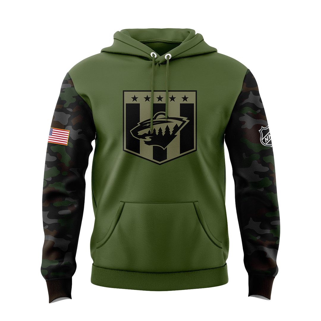 Special Military Apreciation NHL Minnesota Wild Hoodie - Famjoys Special Military Apreciation NHL Minnesota Wild Hoodie - Famjoys