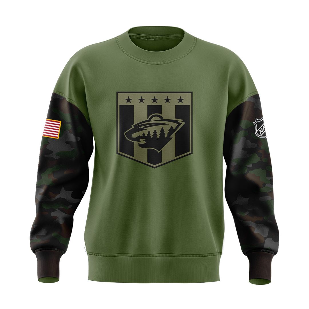 Special Military Apreciation NHL Minnesota Wild Sweatshirt - Famjoys Special Military Apreciation NHL Minnesota Wild Sweatshirt - Famjoys