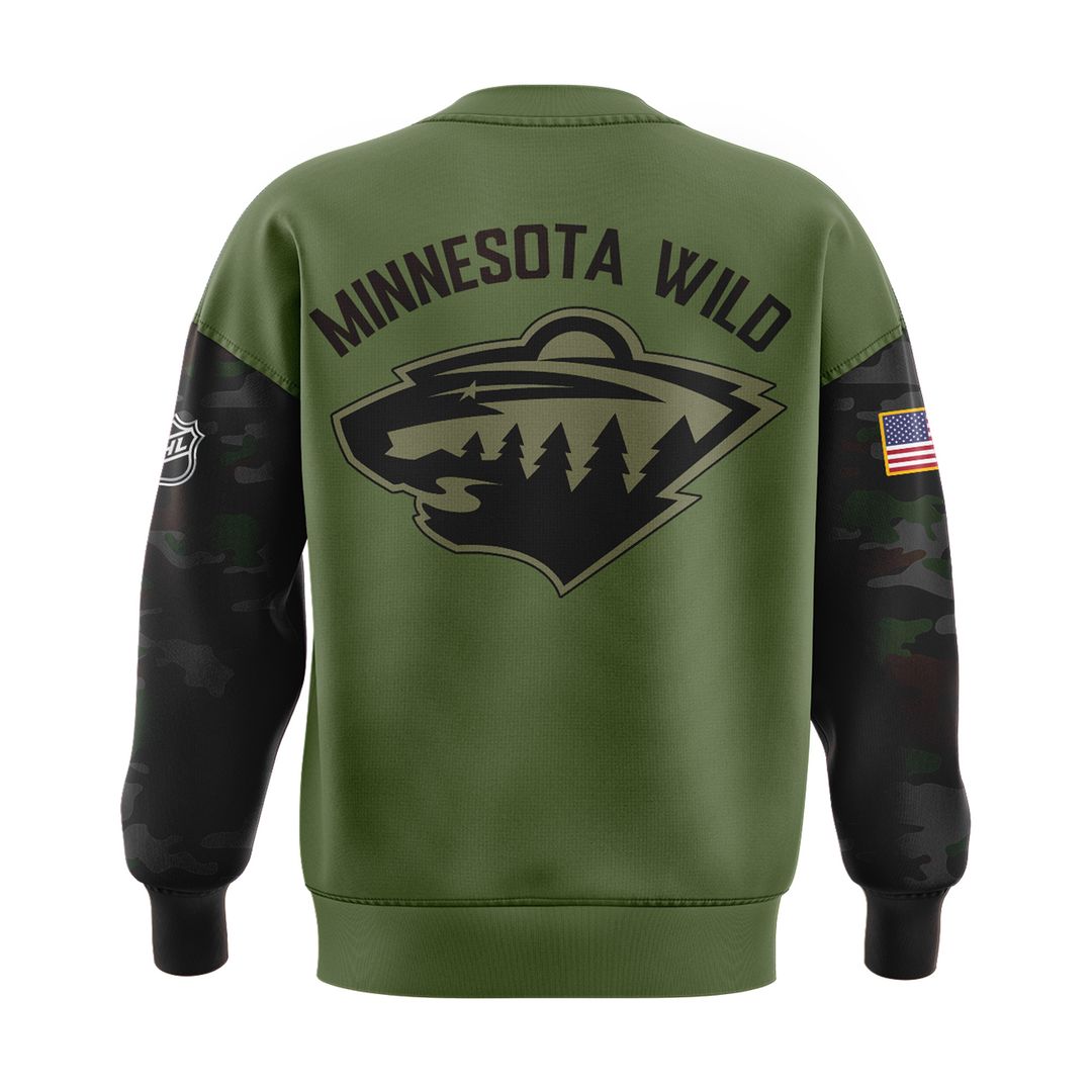 Special Military Apreciation NHL Minnesota Wild Sweatshirt - Famjoys Special Military Apreciation NHL Minnesota Wild Sweatshirt - Famjoys
