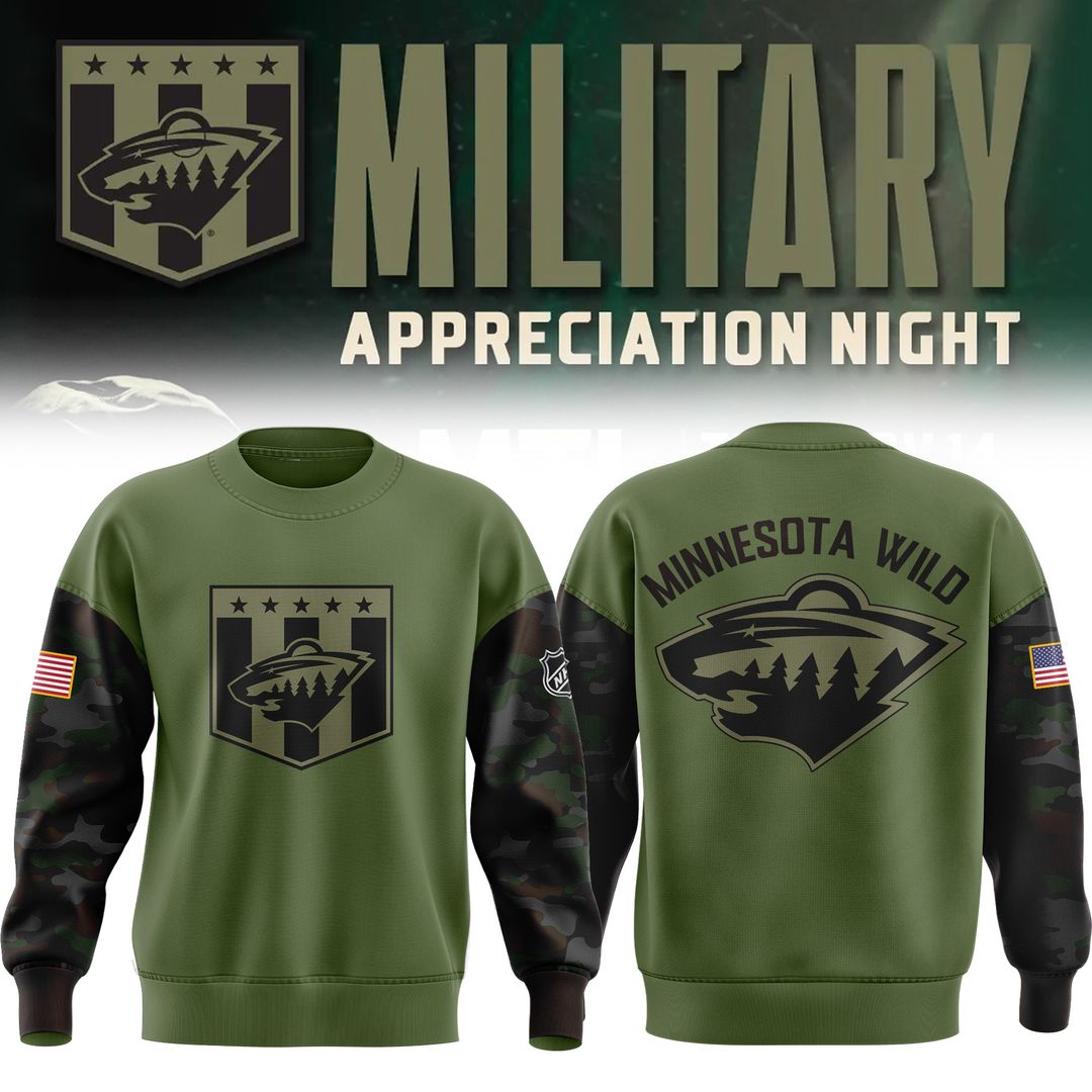 Special Military Apreciation NHL Minnesota Wild Sweatshirt - Famjoys Special Military Apreciation NHL Minnesota Wild Sweatshirt - Famjoys