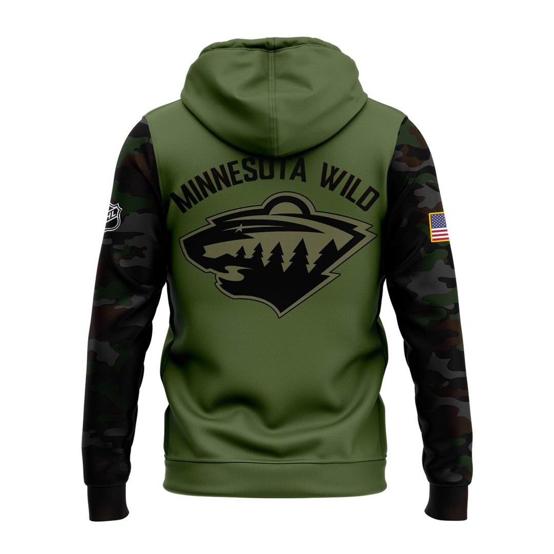 Special Military Apreciation NHL Minnesota Wild Zip Hoodie - Famjoys Special Military Apreciation NHL Minnesota Wild Zip Hoodie - Famjoys