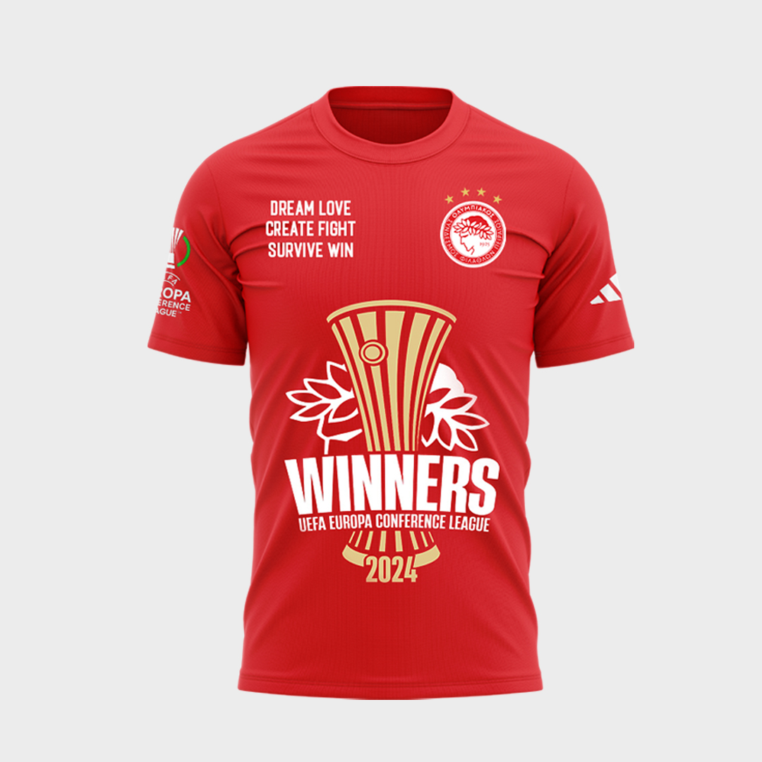 Special Winners UEFA Europa Conference League Olympiakos FC Tshirt - Famjoys Special Winners UEFA Europa Conference League Olympiakos FC Tshirt - Famjoys