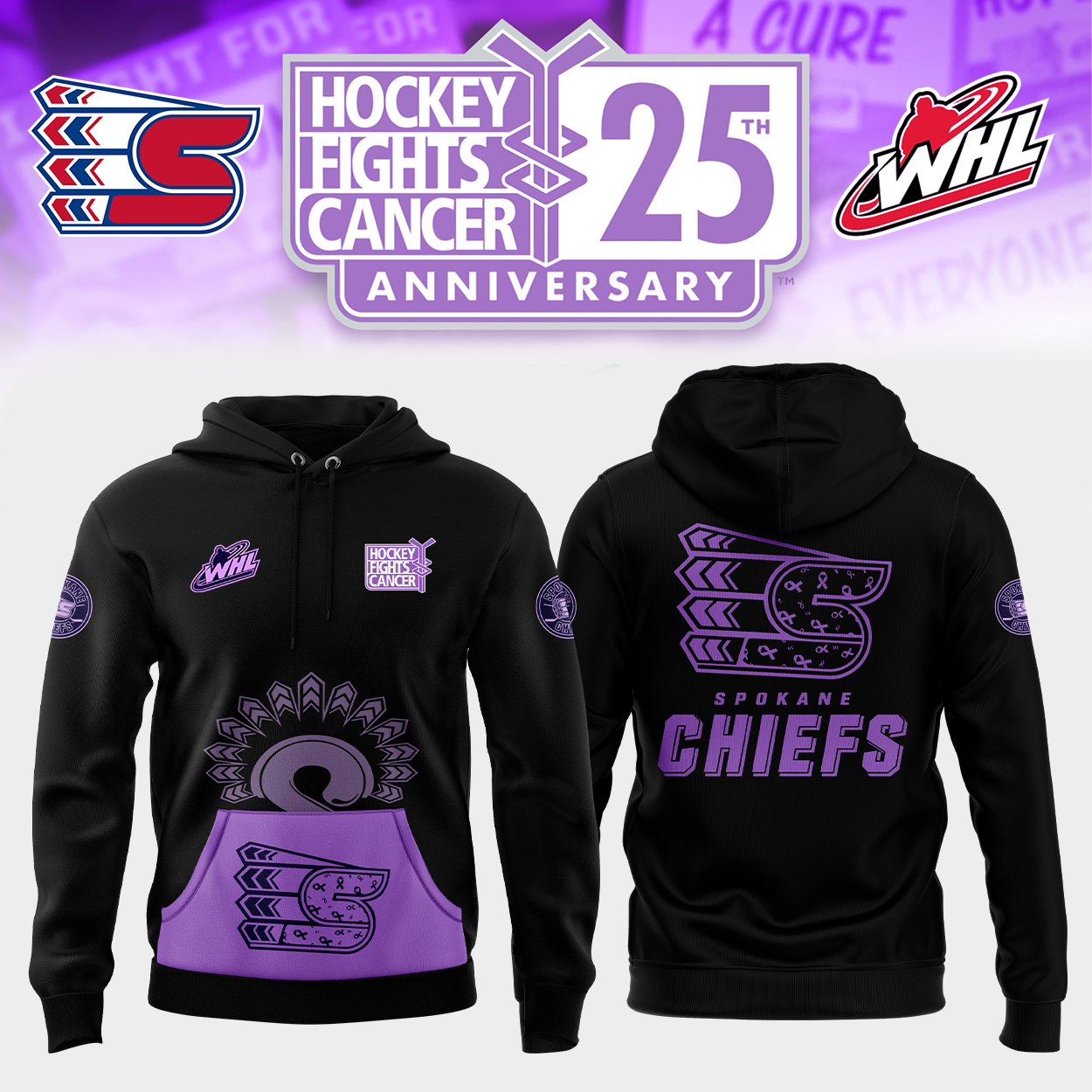 Spokane Chiefs Hockey Fight Cancer Hoodie - Famjoys Spokane Chiefs Hockey Fight Cancer Hoodie - Famjoys
