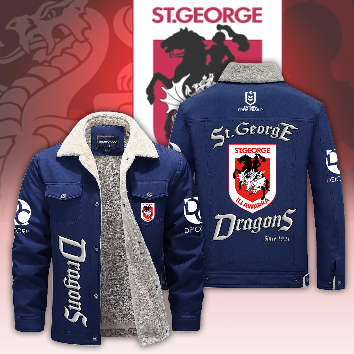 St George Illawarra Dragons Fleece Casual Jacket - Famjoys St George Illawarra Dragons Fleece Casual Jacket - Famjoys