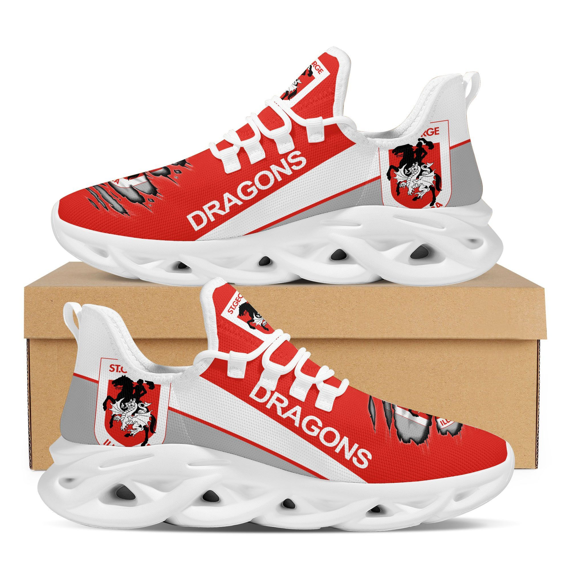 St George Illawarra Dragons Max Soul Sneakers Shoes - Famjoys St George Illawarra Dragons Max Soul Sneakers Shoes - Famjoys