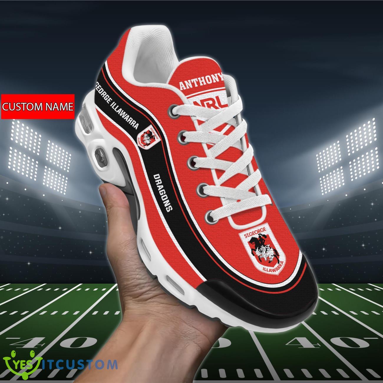St George Illawarra Dragons Personalized Name Air Cushion Sports Shoes Sneaker KLTNS220447 - Famjoys St George Illawarra Dragons Personalized Name Air Cushion Sports Shoes Sneaker KLTNS220447 - Famjoys
