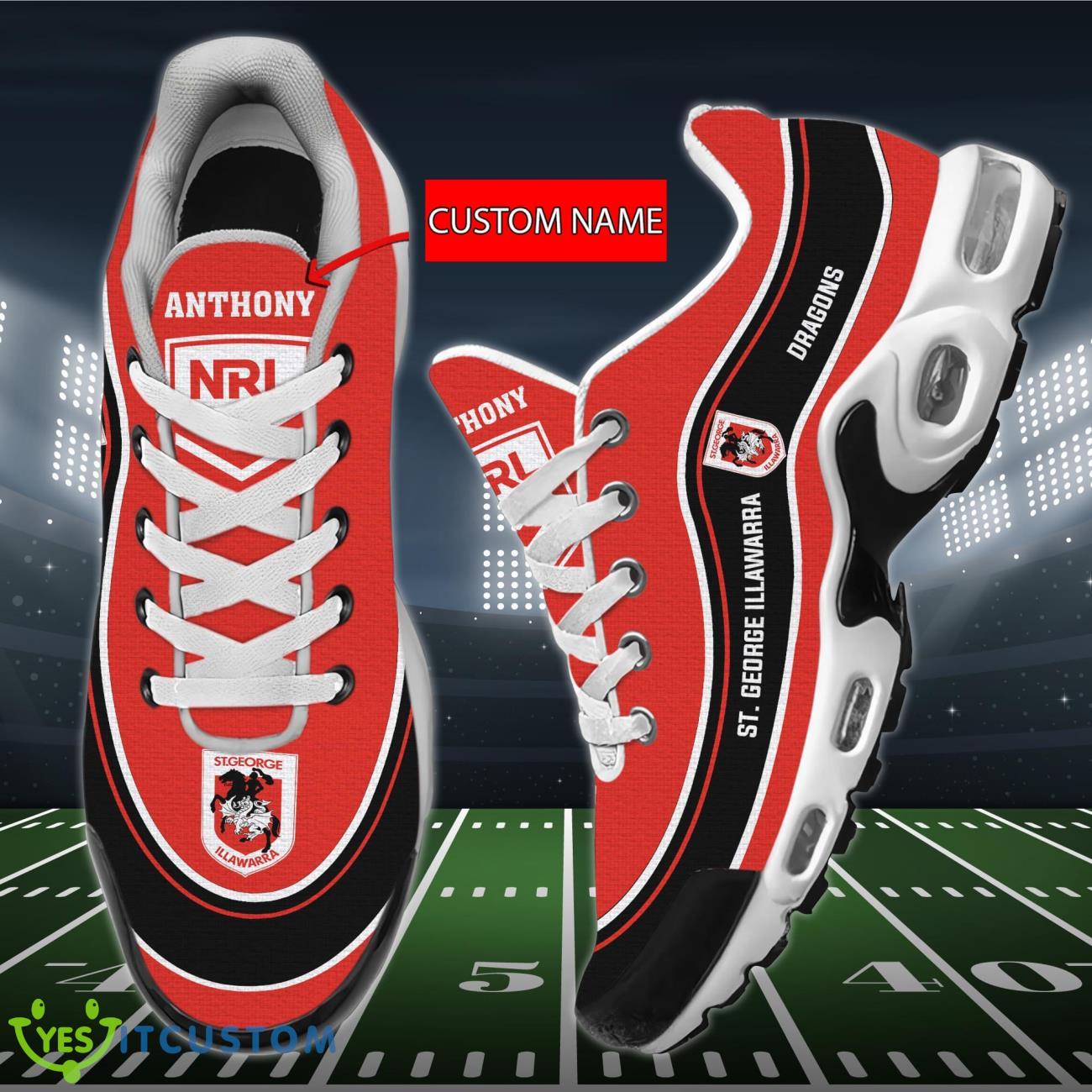 St George Illawarra Dragons Personalized Name Air Cushion Sports Shoes Sneaker KLTNS220447 - Famjoys St George Illawarra Dragons Personalized Name Air Cushion Sports Shoes Sneaker KLTNS220447 - Famjoys