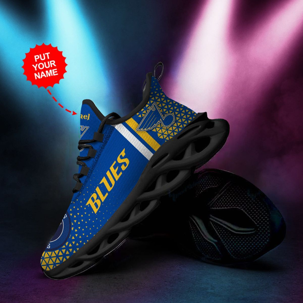 St Louis Blues Custom Personalized Max Soul Sneakers Shoes - Famjoys St Louis Blues Custom Personalized Max Soul Sneakers Shoes - Famjoys