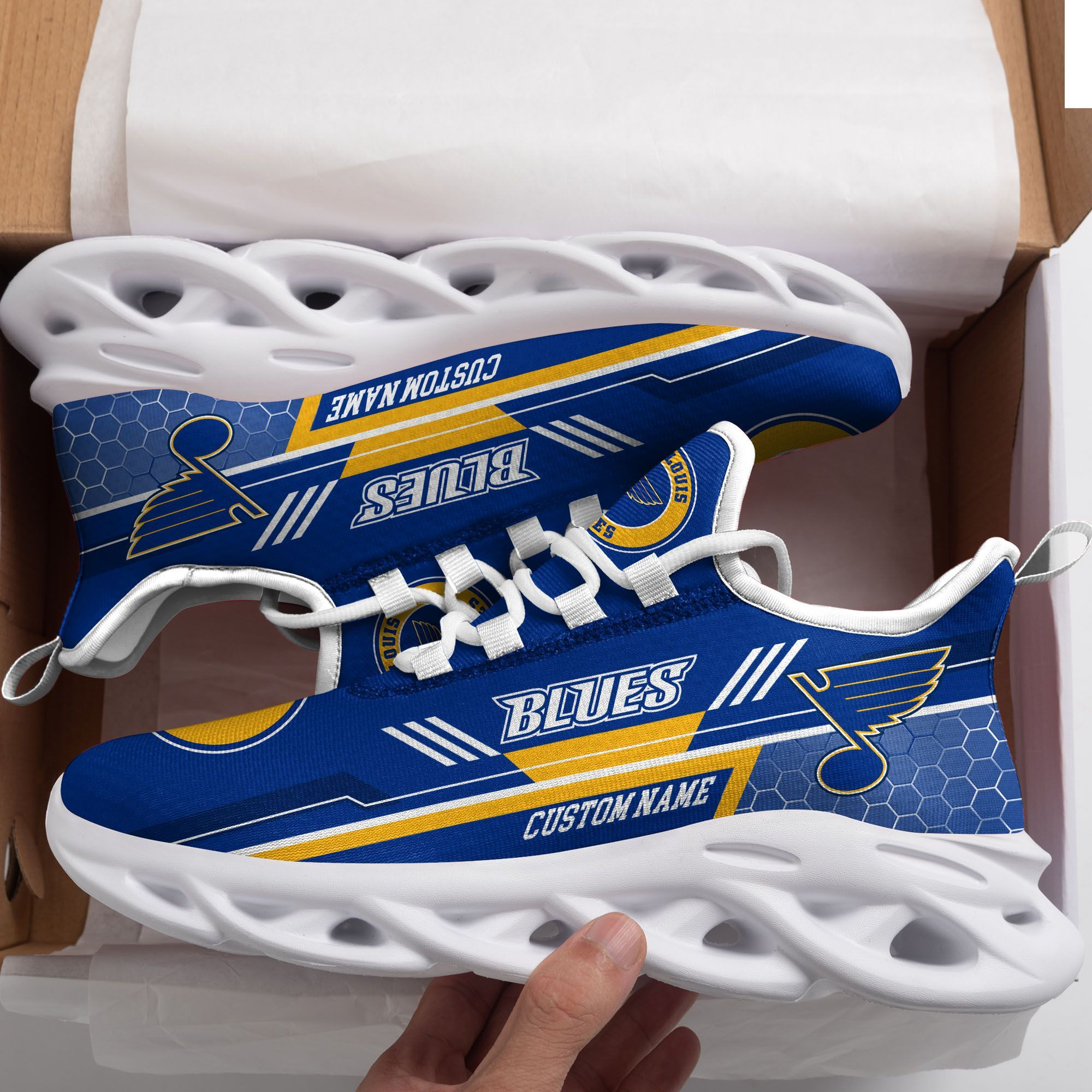 St Louis Blues Custom Personalized Max Soul Sneakers Shoes - Famjoys St Louis Blues Custom Personalized Max Soul Sneakers Shoes - Famjoys