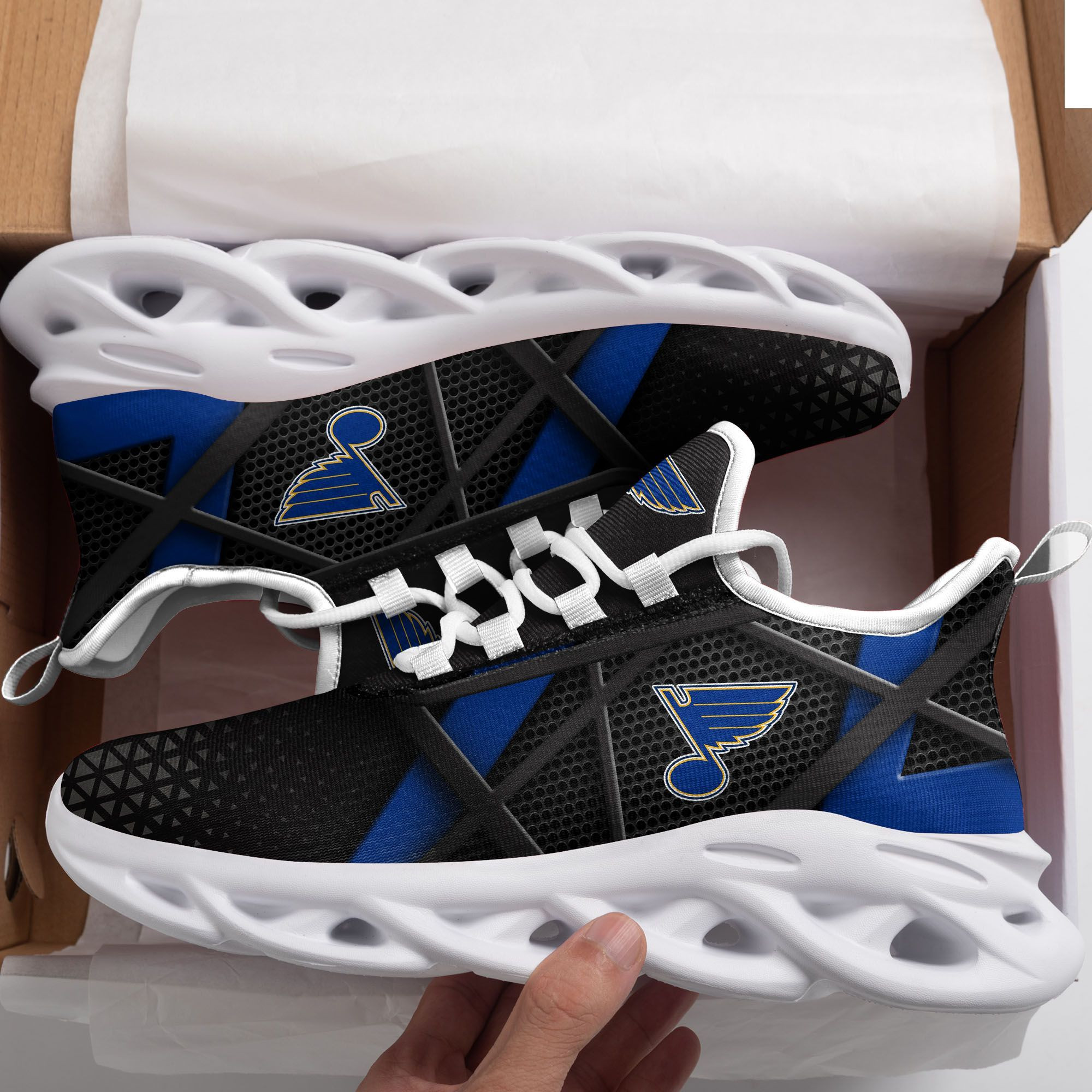 St Louis Blues Max Soul Sneakers Shoes - Famjoys St Louis Blues Max Soul Sneakers Shoes - Famjoys