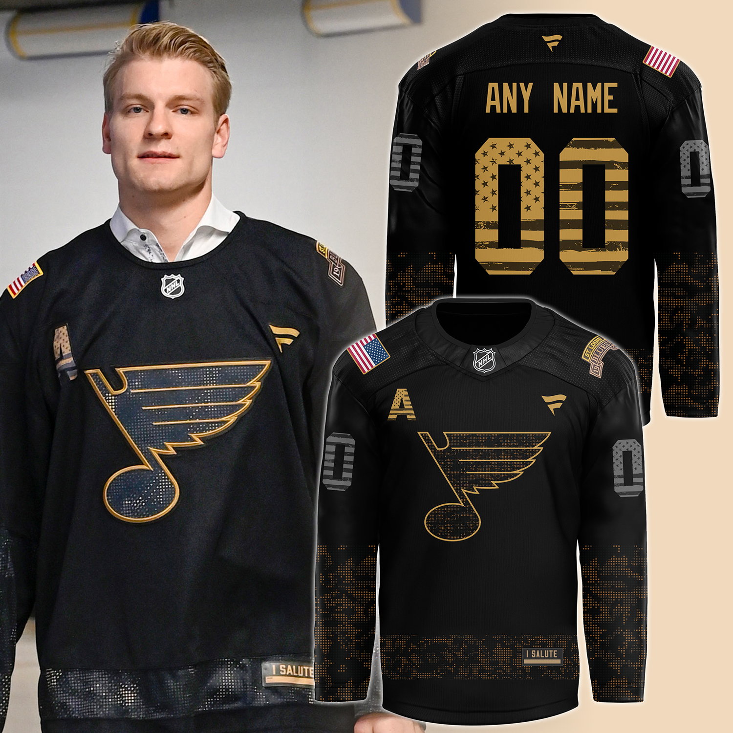 St. Louis Blues Camo Salute to Service Custom jersey - Famjoys St. Louis Blues Camo Salute to Service Custom jersey - Famjoys