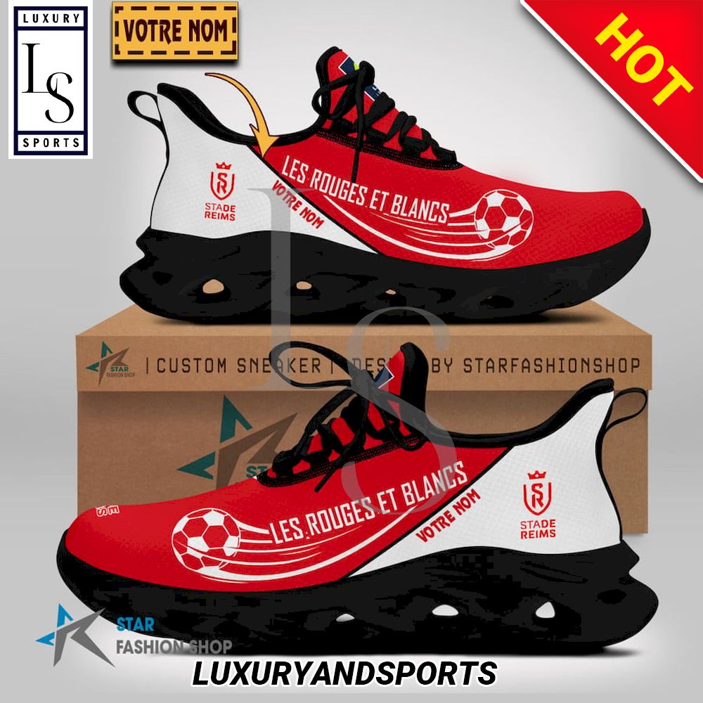 Stade de Reims Ligue 1 Custom Name Max Soul Shoes - Famjoys Stade de Reims Ligue 1 Custom Name Max Soul Shoes - Famjoys