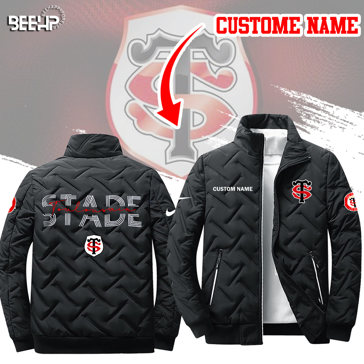Stade Toulousain 3D Puffer Jacket - Famjoys Stade Toulousain 3D Puffer Jacket - Famjoys