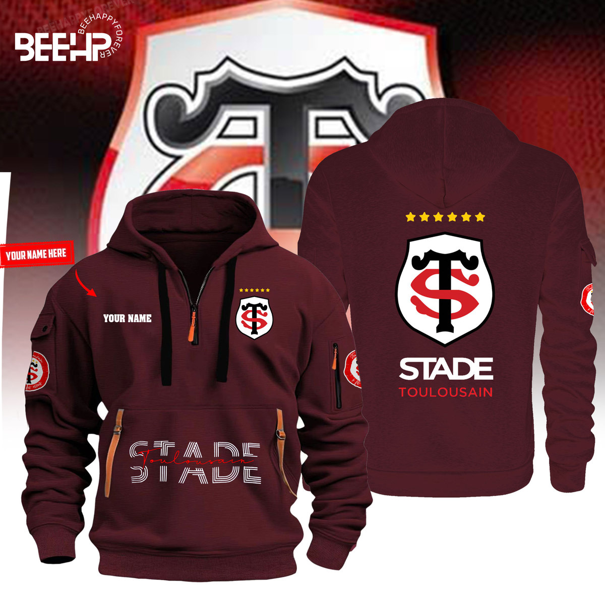 Stade Toulousain 6 Stars New Hoodie Full Color - Famjoys Stade Toulousain 6 Stars New Hoodie Full Color - Famjoys