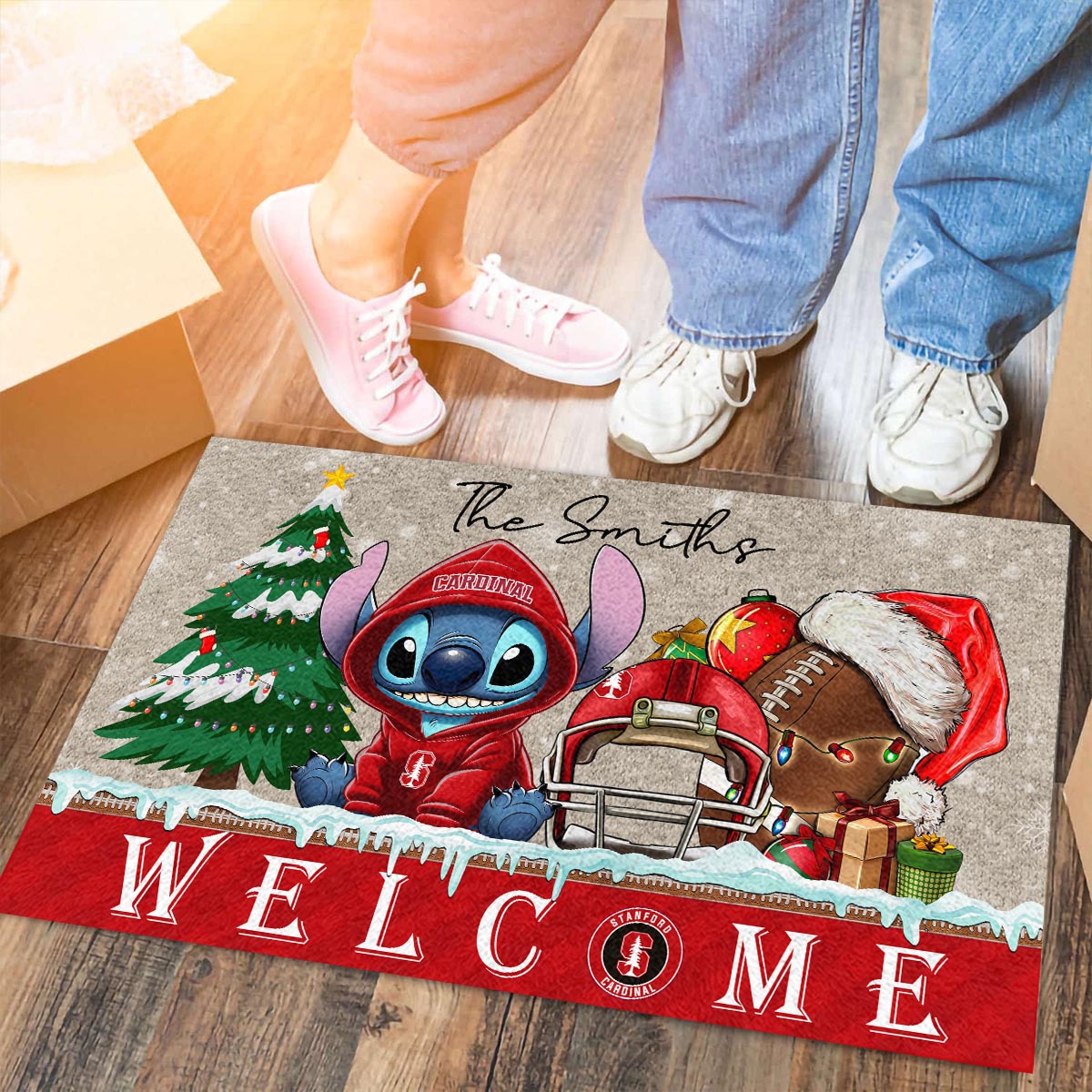 StanFord Cardinal Cute Stitch Christmas Doormat - Famjoys StanFord Cardinal Cute Stitch Christmas Doormat - Famjoys