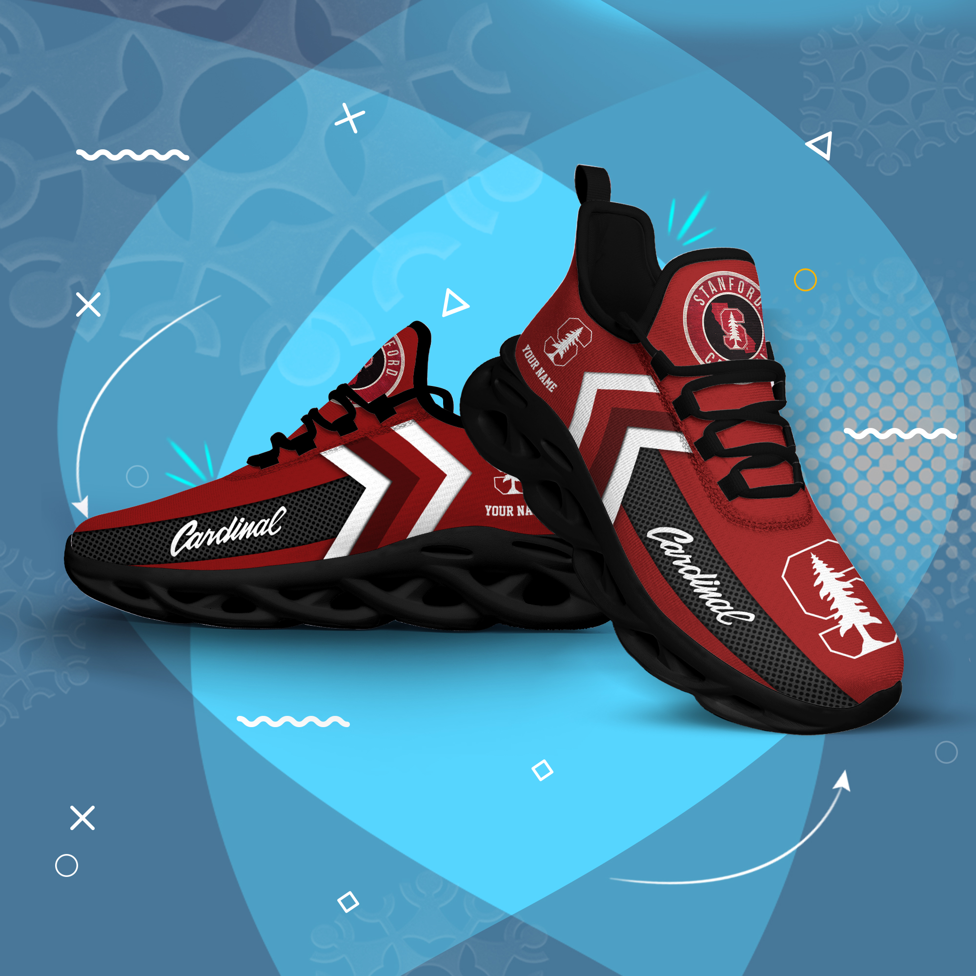 Stanford Cardinal Personalized Custom Name Max Soul Shoes DS003 - Famjoys Stanford Cardinal Personalized Custom Name Max Soul Shoes DS003 - Famjoys