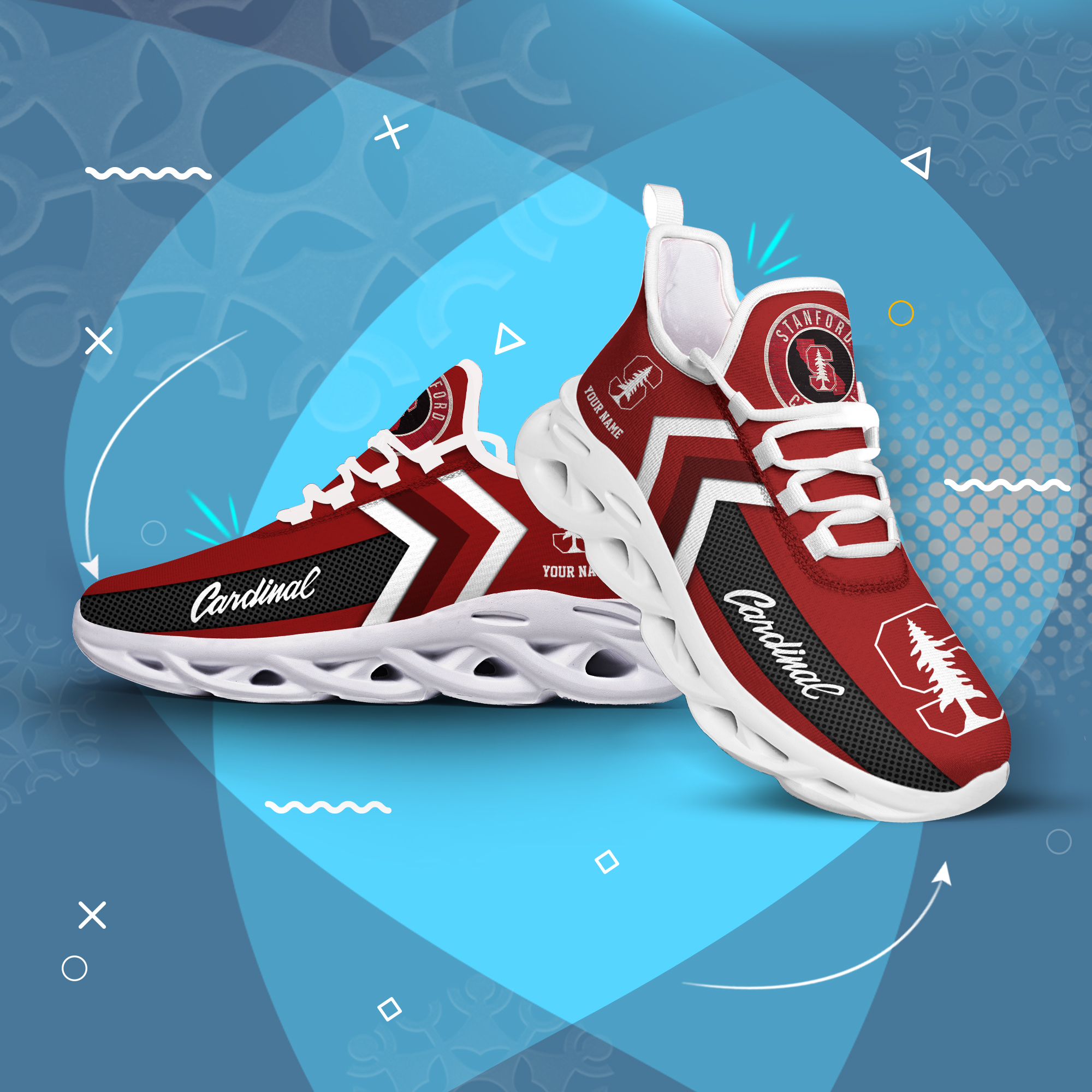 Stanford Cardinal Personalized Custom Name Max Soul Shoes DS003 - Famjoys Stanford Cardinal Personalized Custom Name Max Soul Shoes DS003 - Famjoys