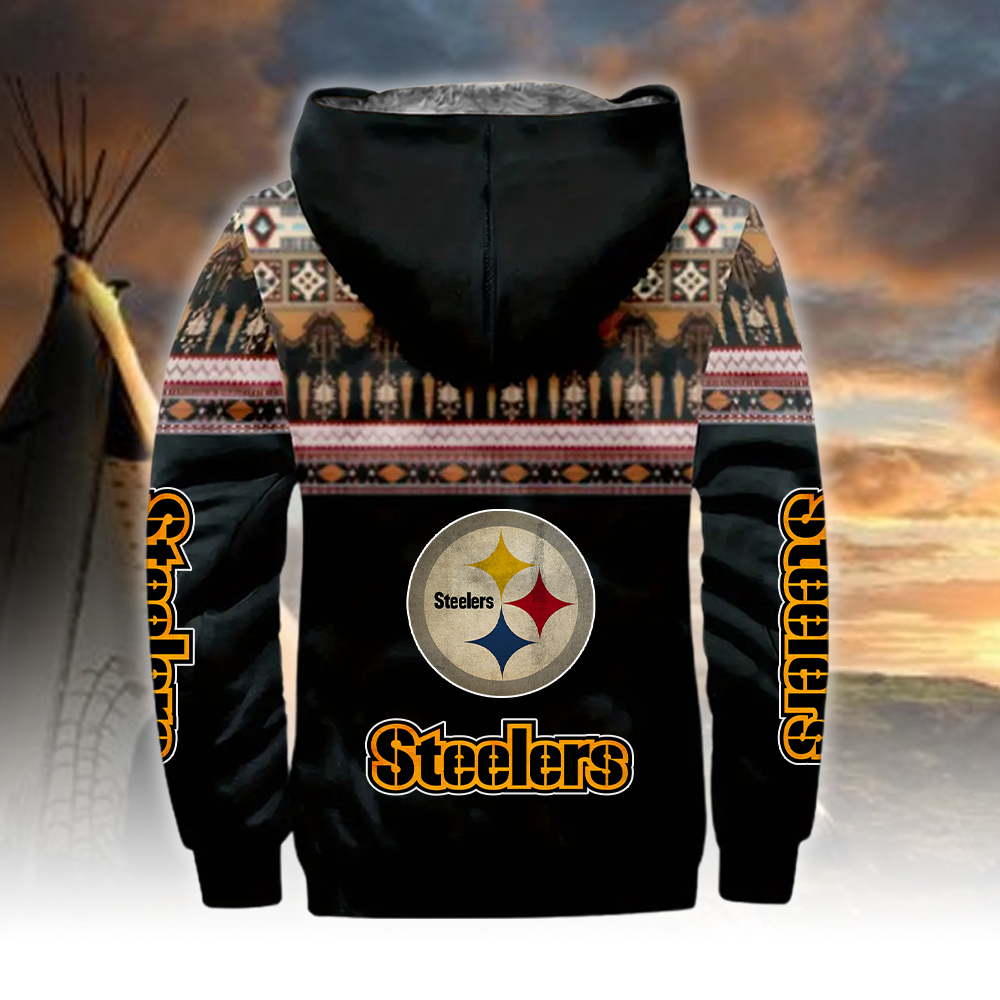 Steelers Vintage Style 3D Fleece Zip Hoodie SP02112327ID03DS07 - Famjoys Steelers Vintage Style 3D Fleece Zip Hoodie SP02112327ID03DS07 - Famjoys