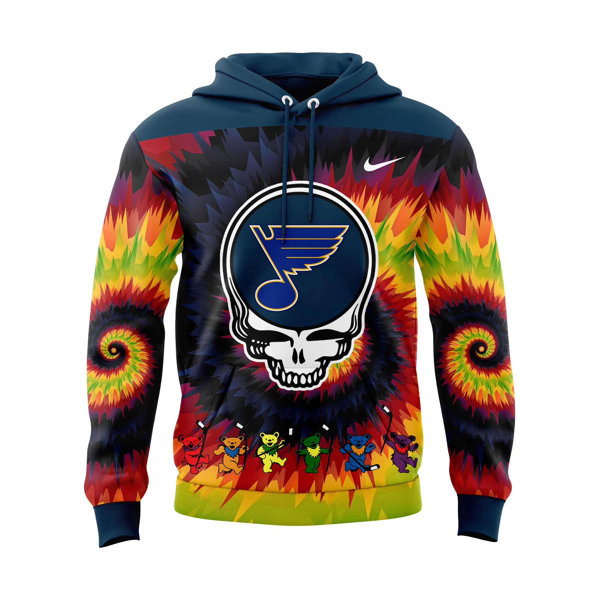 StLouis Blues Grateful Dead Night Hoodie - Famjoys StLouis Blues Grateful Dead Night Hoodie - Famjoys